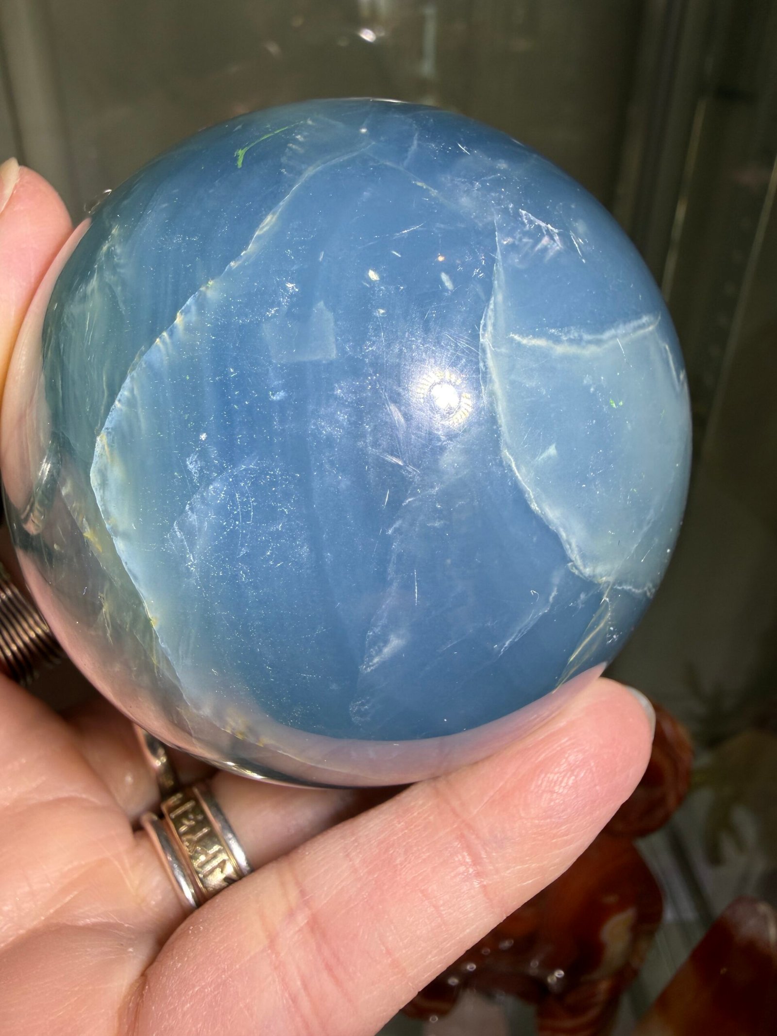 Lemurian Aquatine Calcite Sphere - Image 4