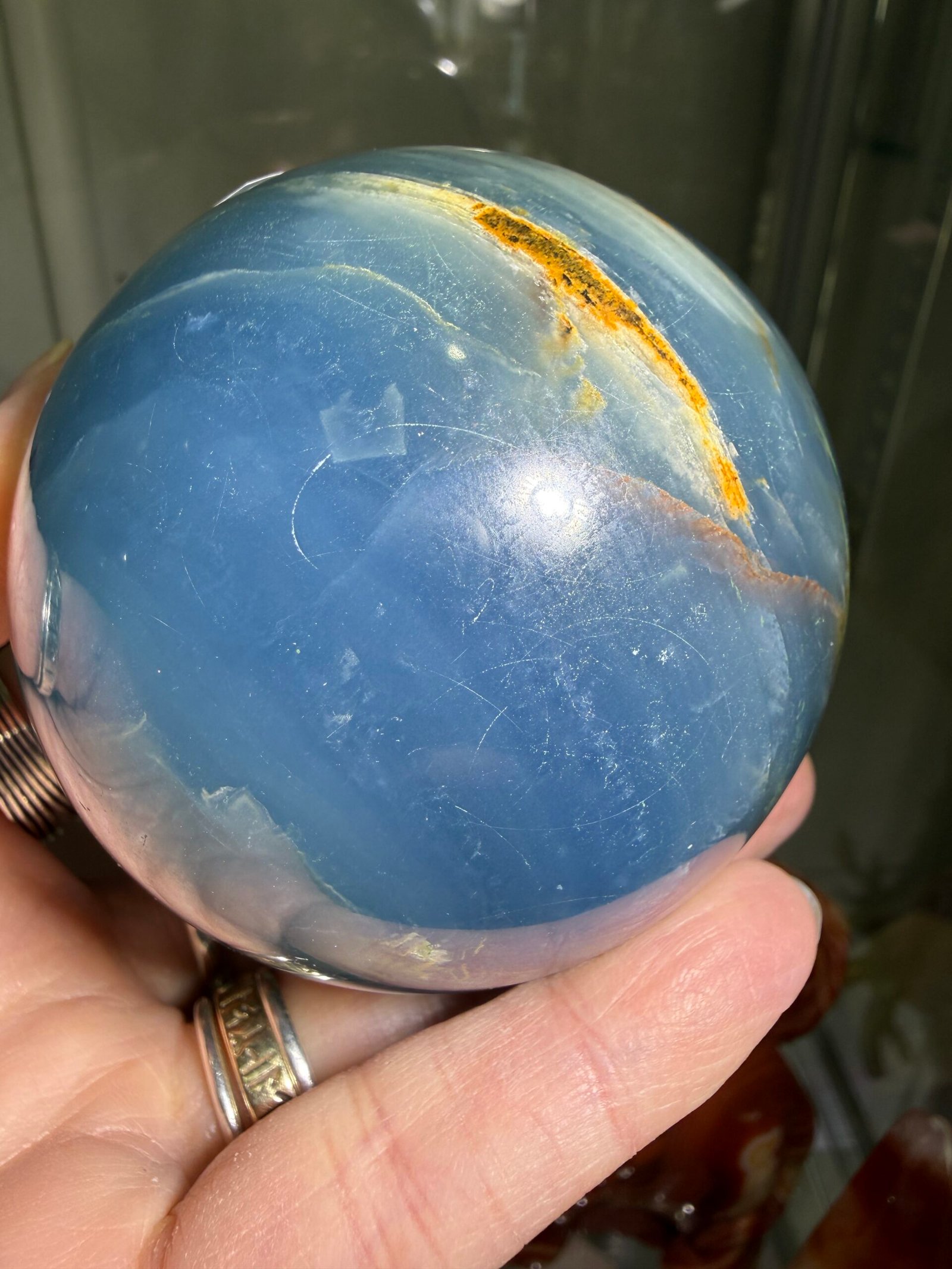 Lemurian Aquatine Calcite Sphere
