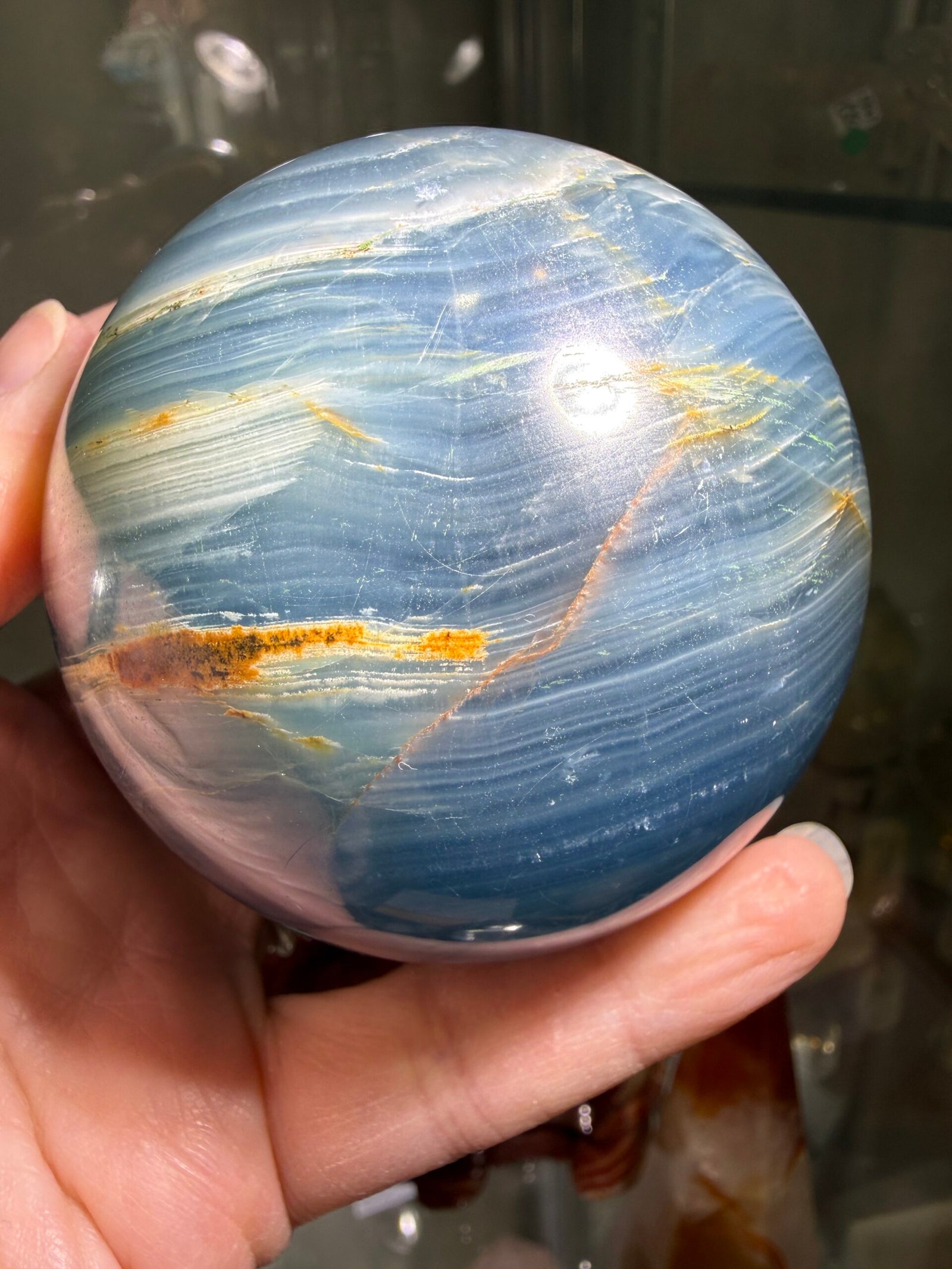 Lemurian Aquatine Calcite Sphere - Image 7