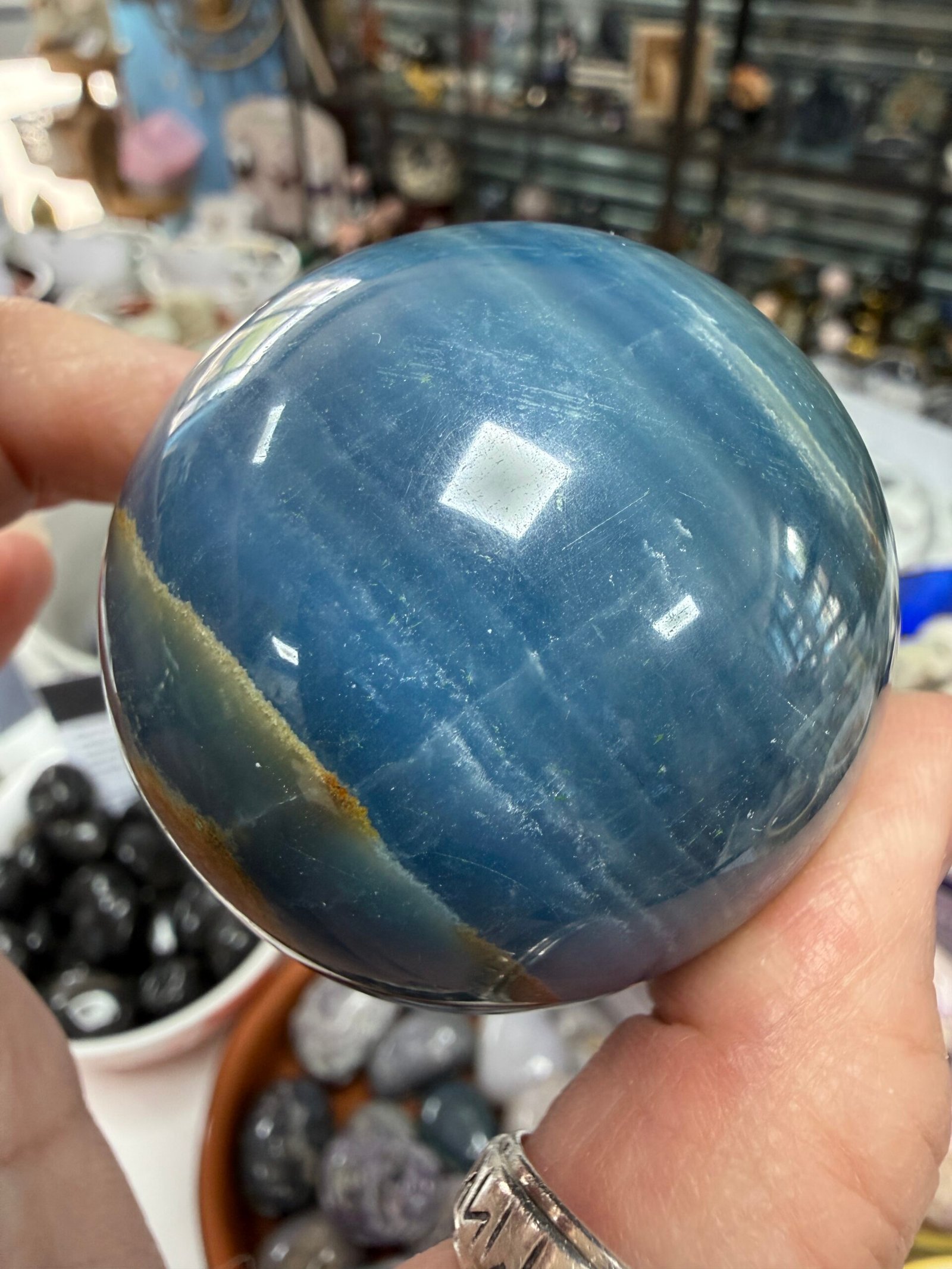 Lemurian Aquatine Calcite Sphere