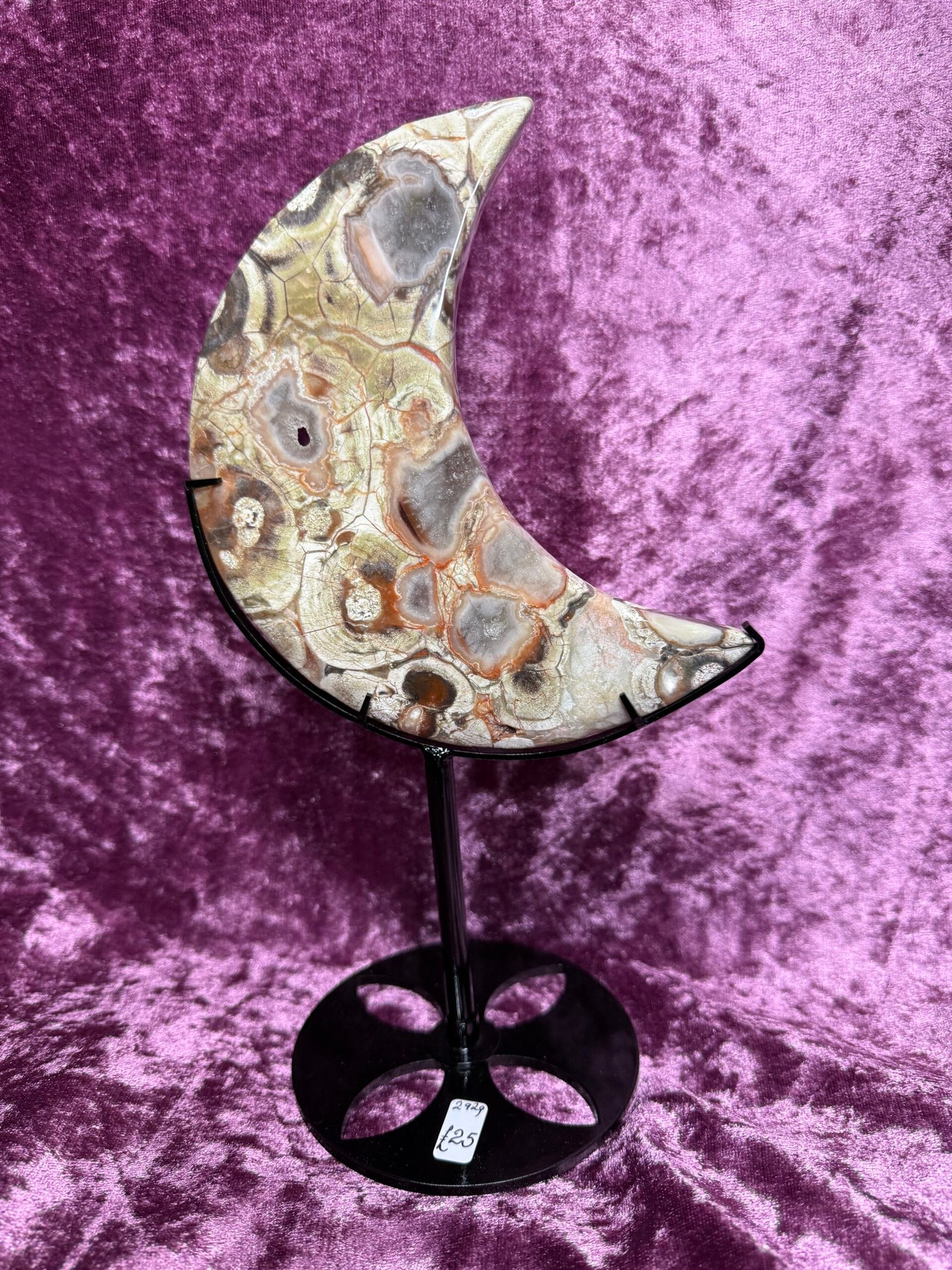 Money Agate Moon on Stand