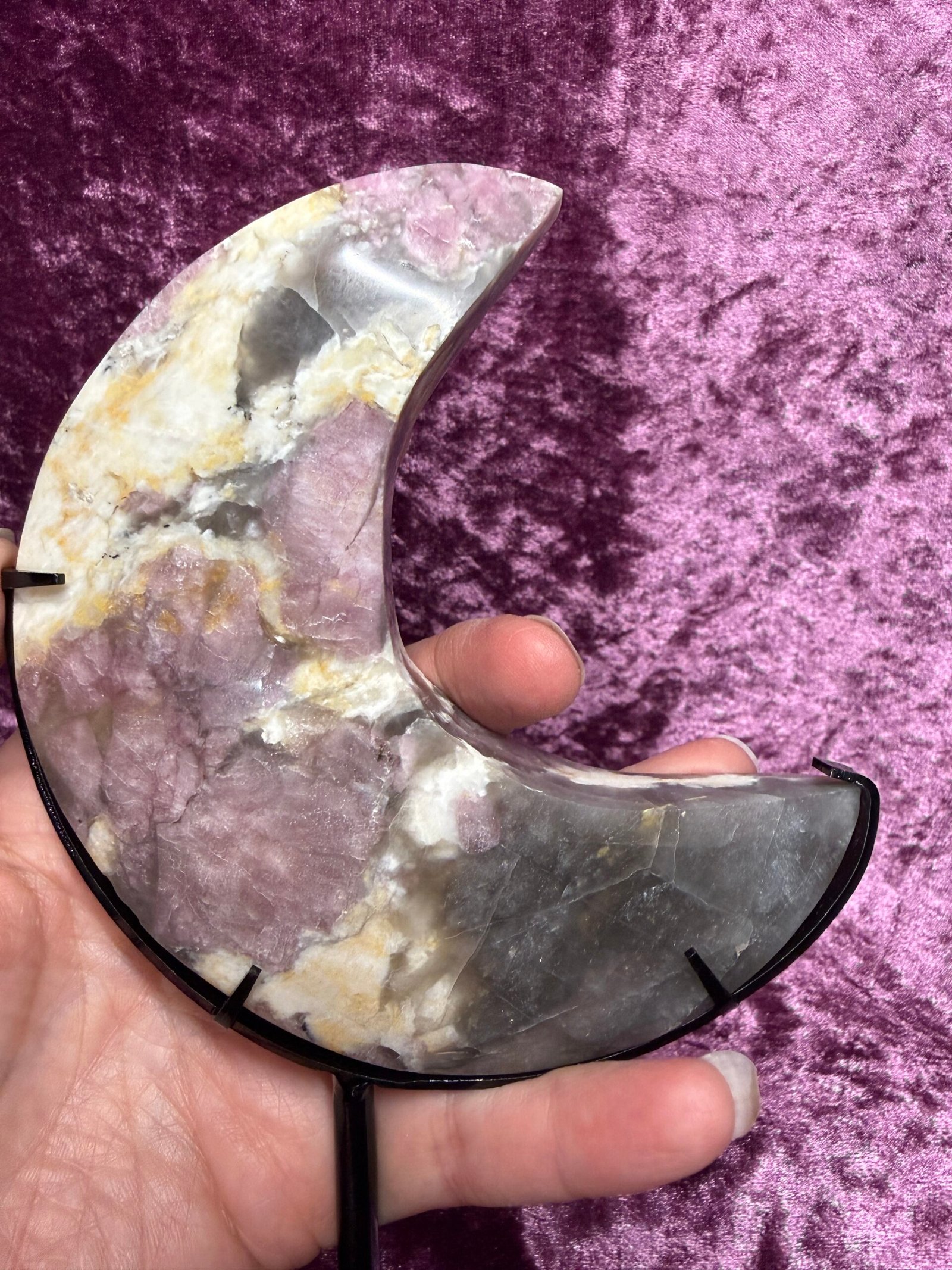 Pink Tourmaline Moon on Stand - Image 4