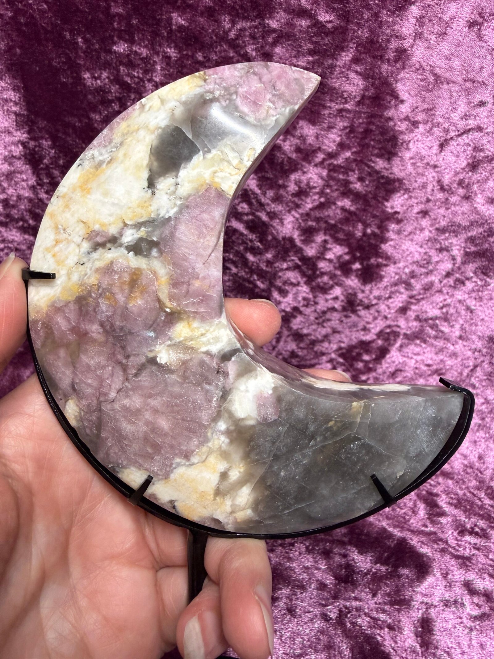 Pink Tourmaline Moon on Stand - Image 7