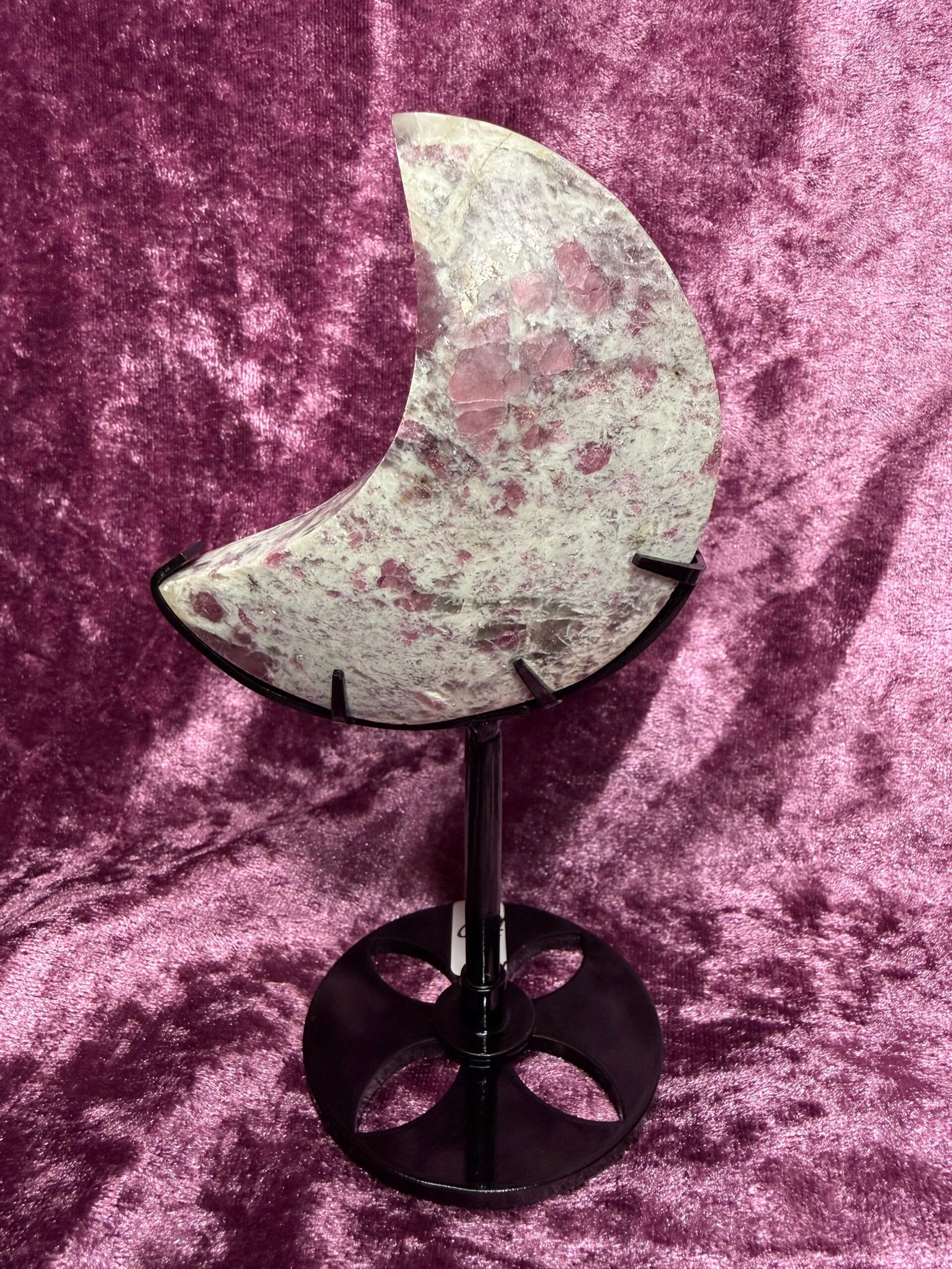 Pink Tourmaline Moon on Stand - Image 3