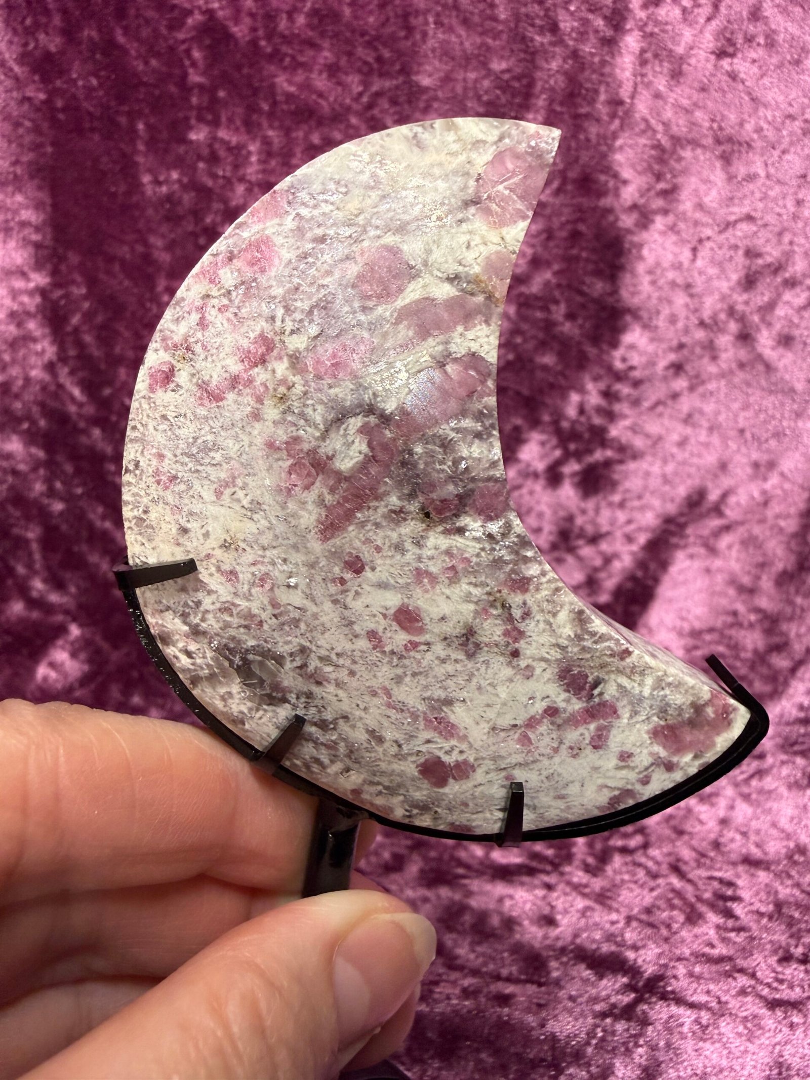 Pink Tourmaline Moon on Stand - Image 6