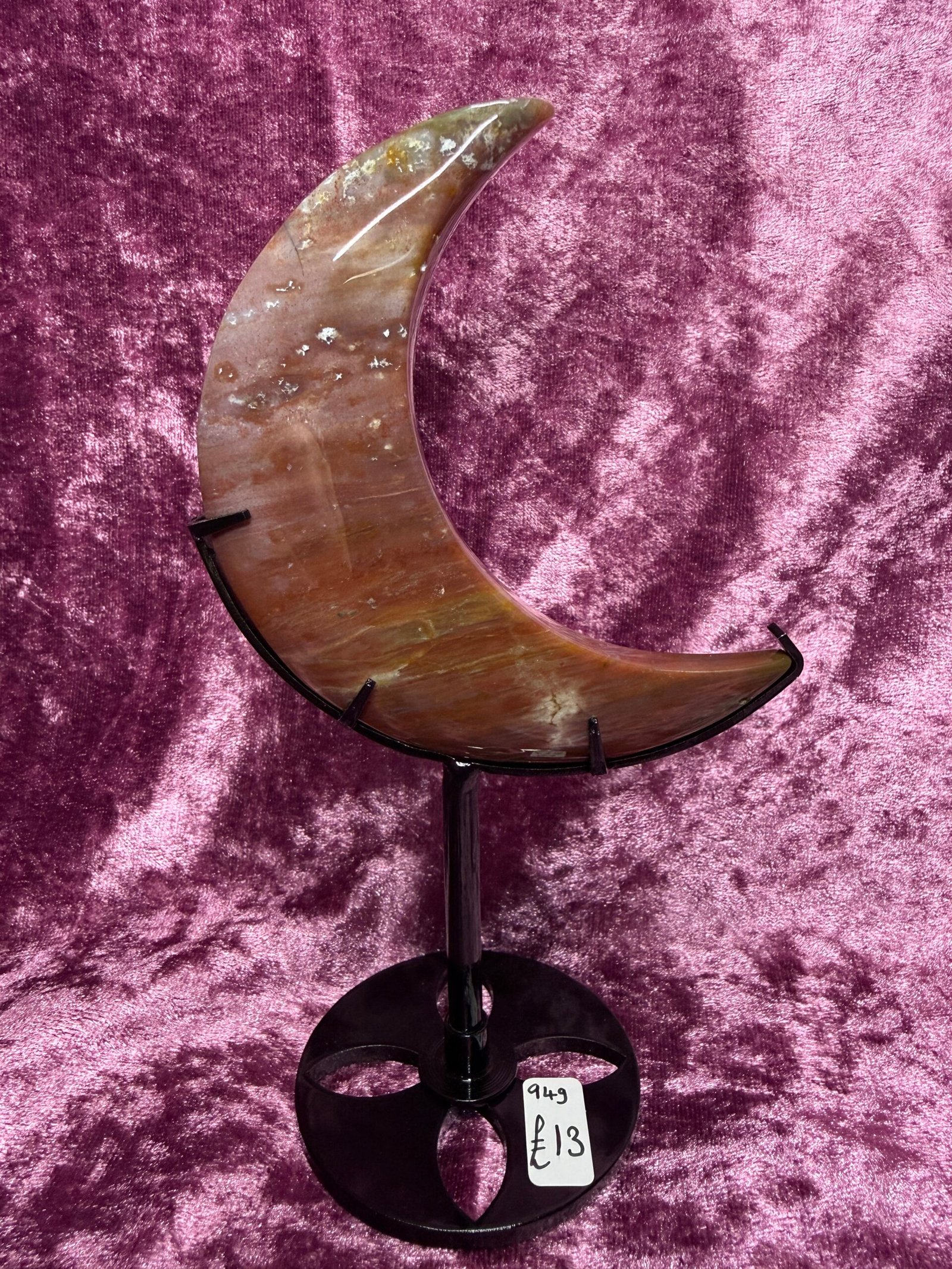 Ocean Jasper Moon on Stand