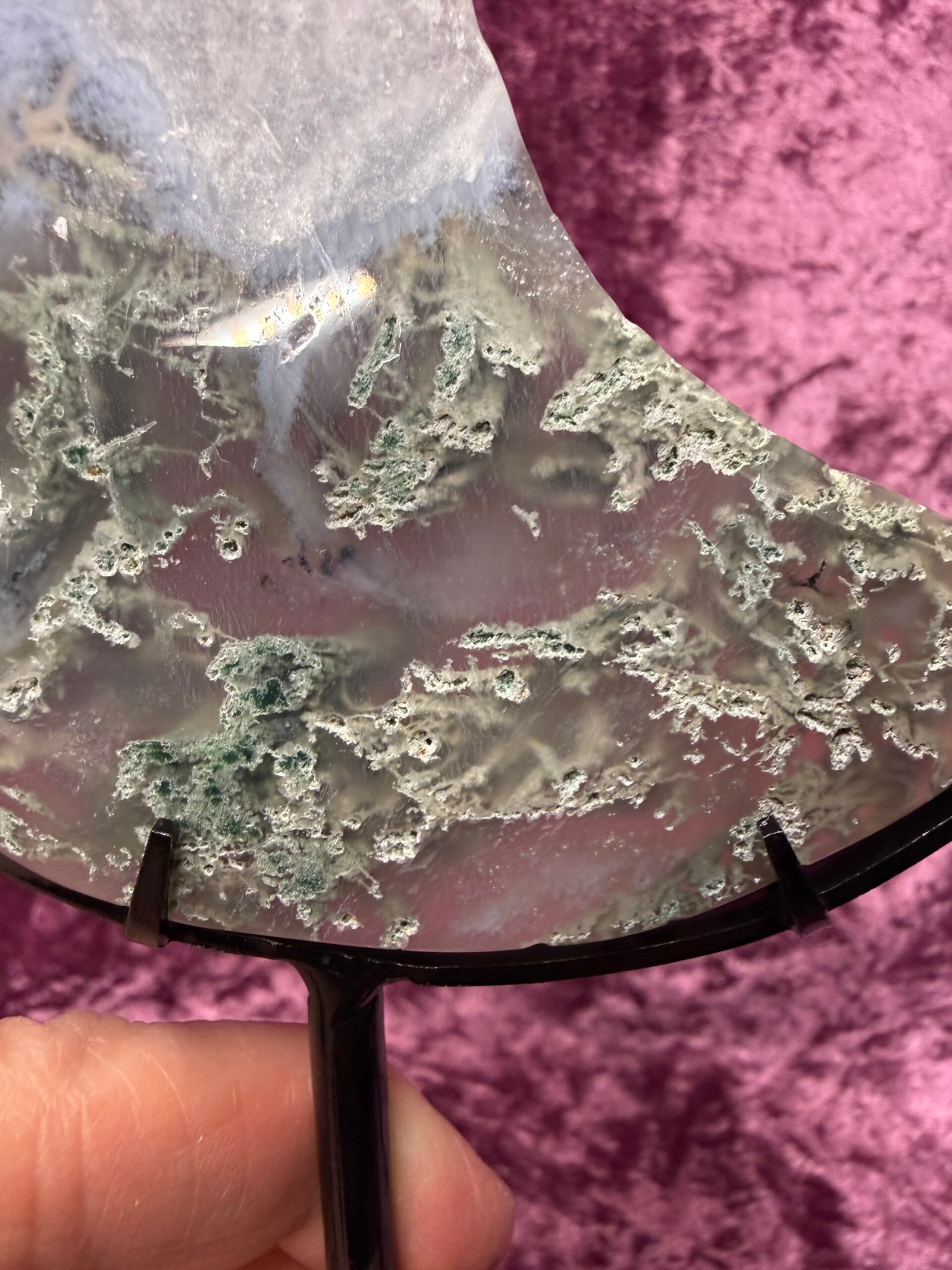 Moss Agate Moon on Stand - Image 5