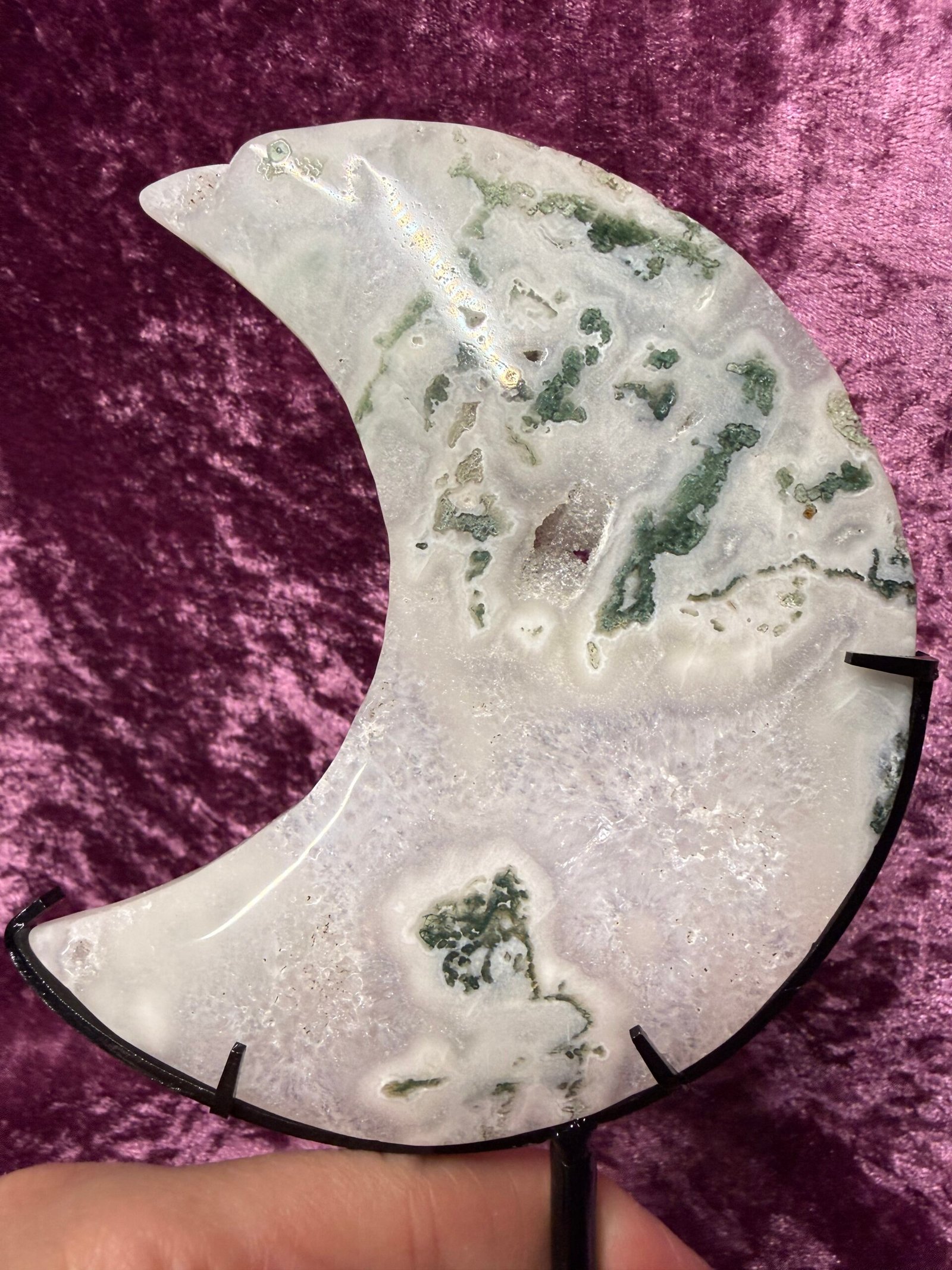 Moss Agate Moon on Stand - Image 4