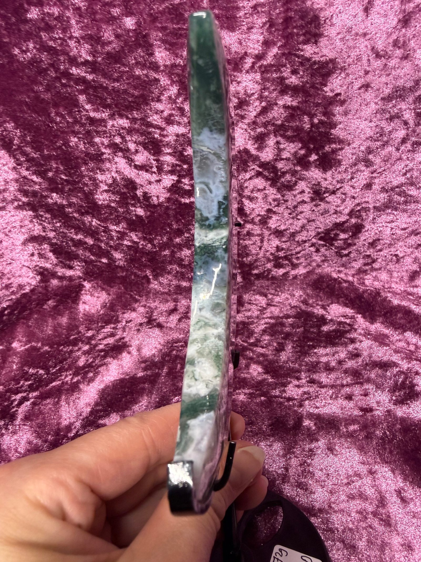 Moss Agate Moon on Stand - Image 5