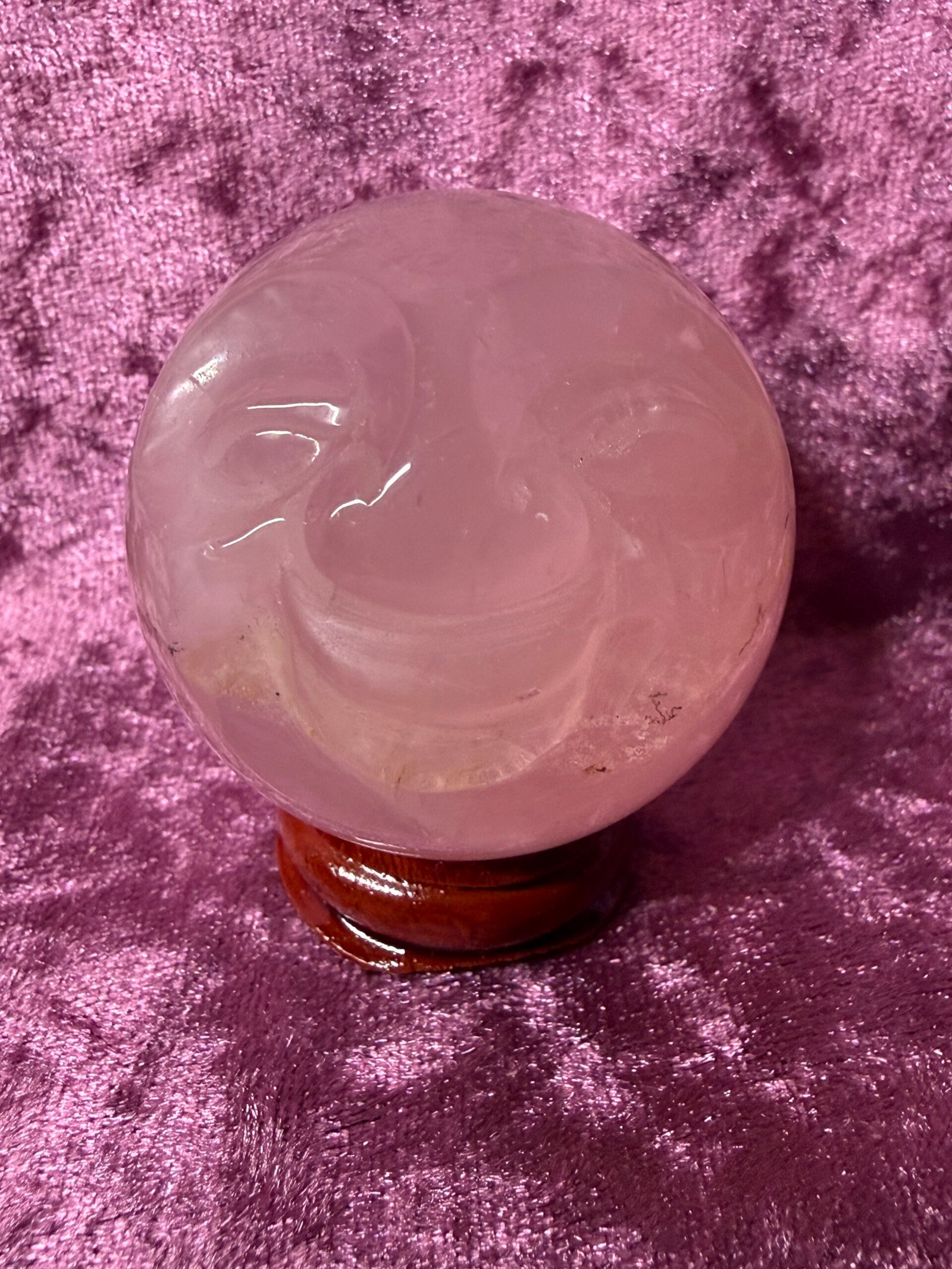 Rose Quartz Moon Face Sphere - Image 2