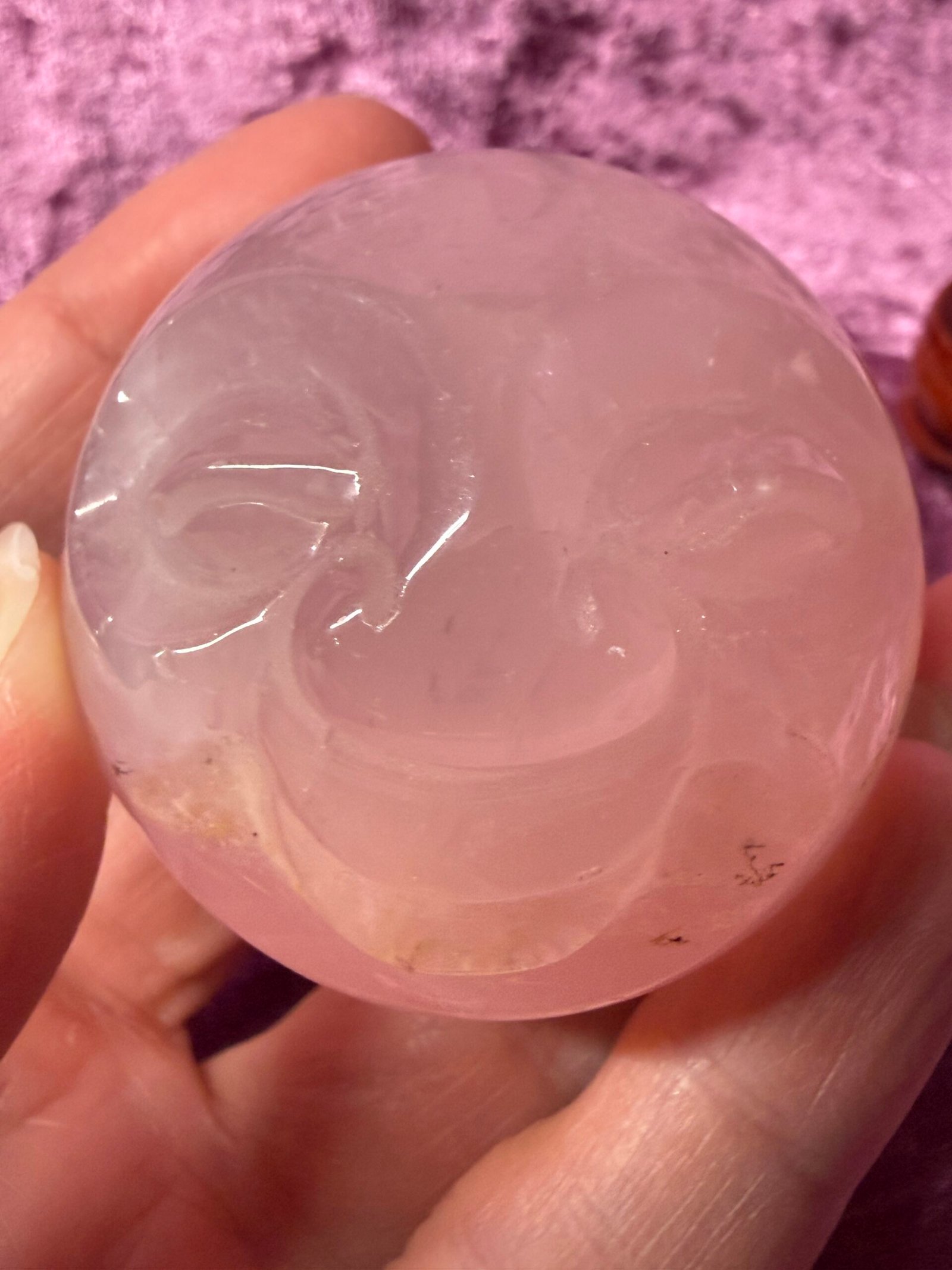 Rose Quartz Moon Face Sphere
