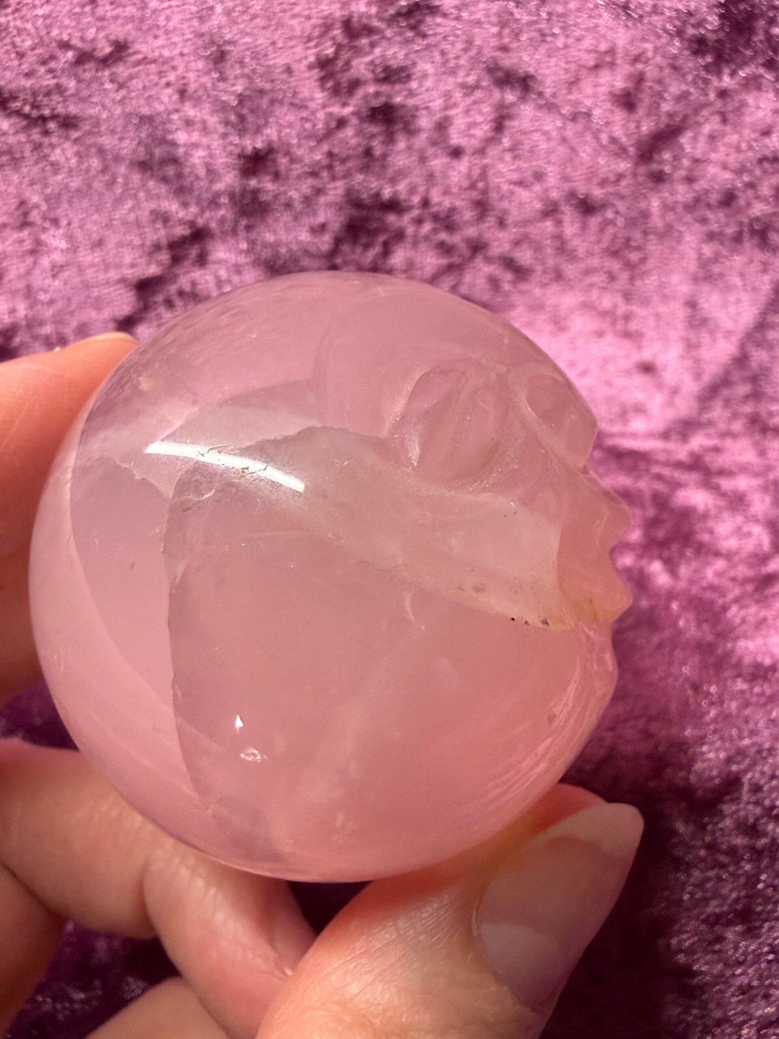 Rose Quartz Moon Face Sphere - Image 5