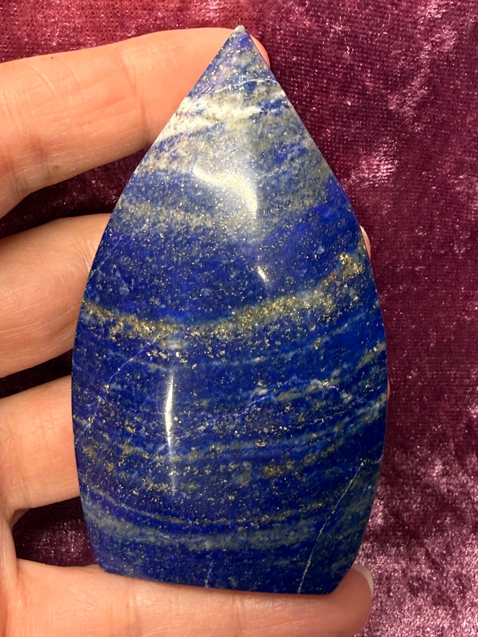 Lapis Lazuli Shield Freeform Carving - Image 3