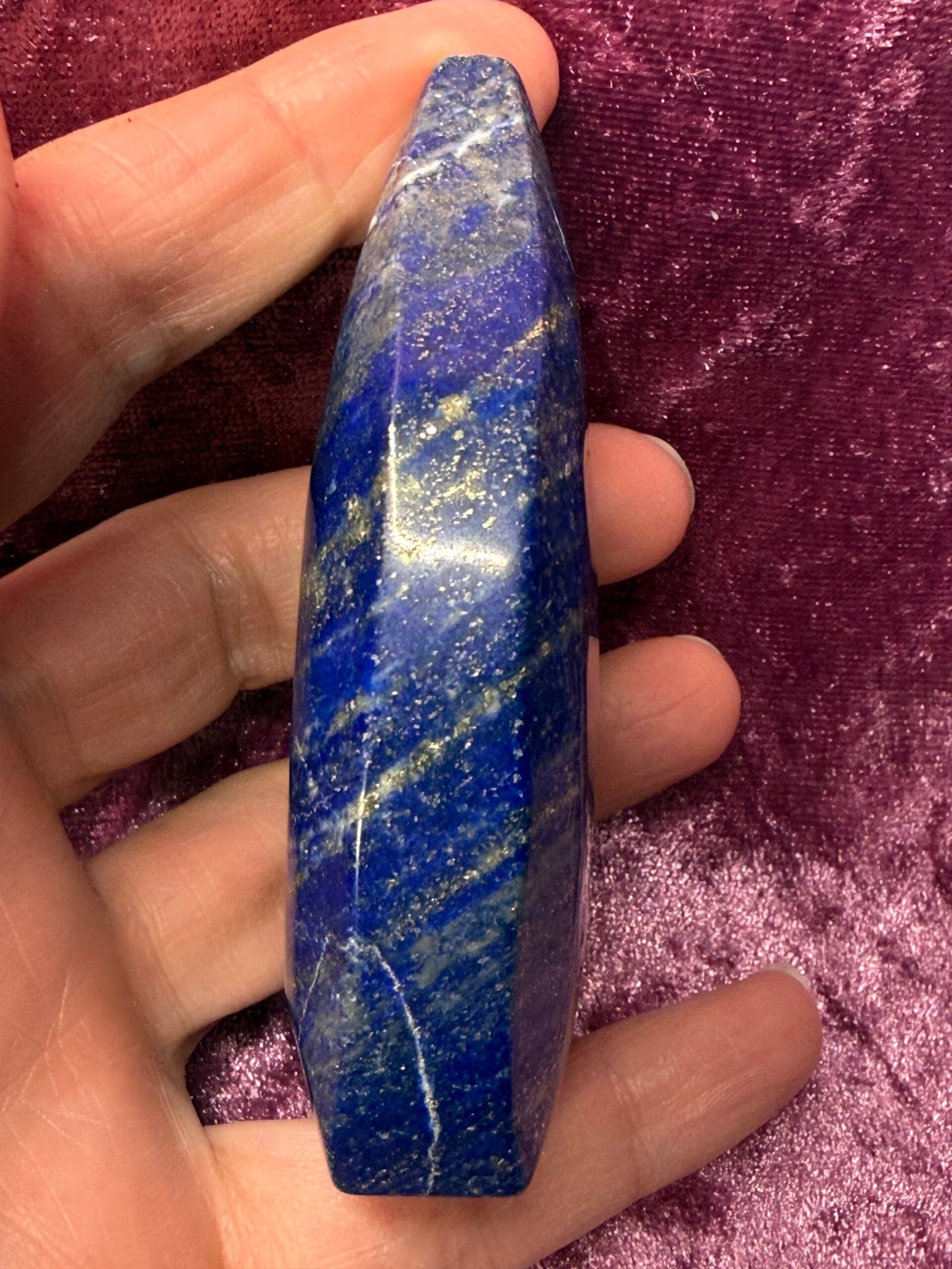 Lapis Lazuli Shield Freeform Carving - Image 4