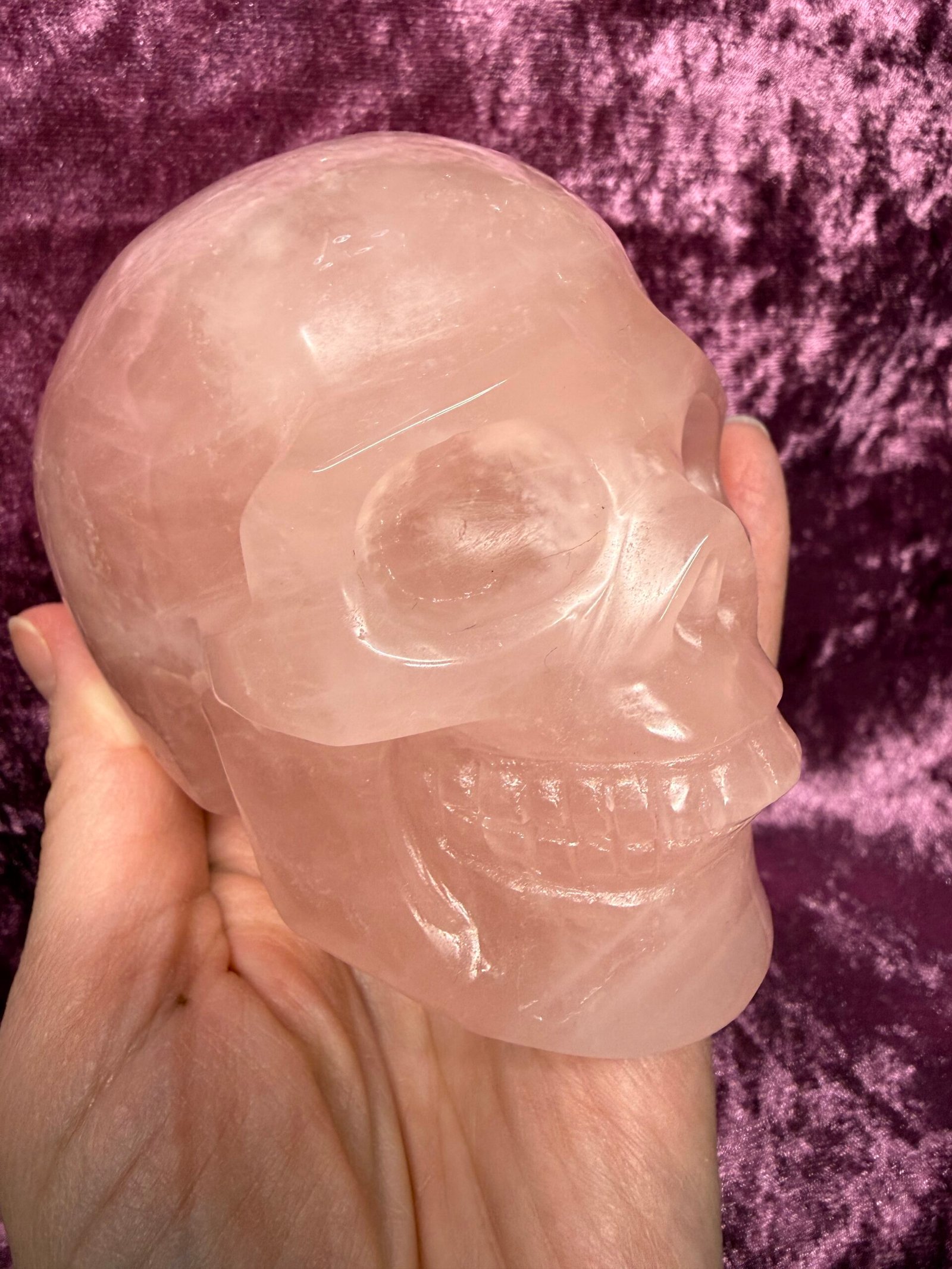 Rose Quartz Skull Carving - Image 6
