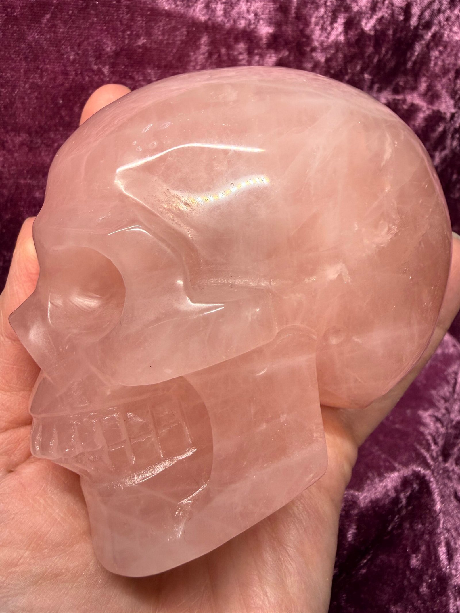 Rose Quartz Skull Carving - Image 8