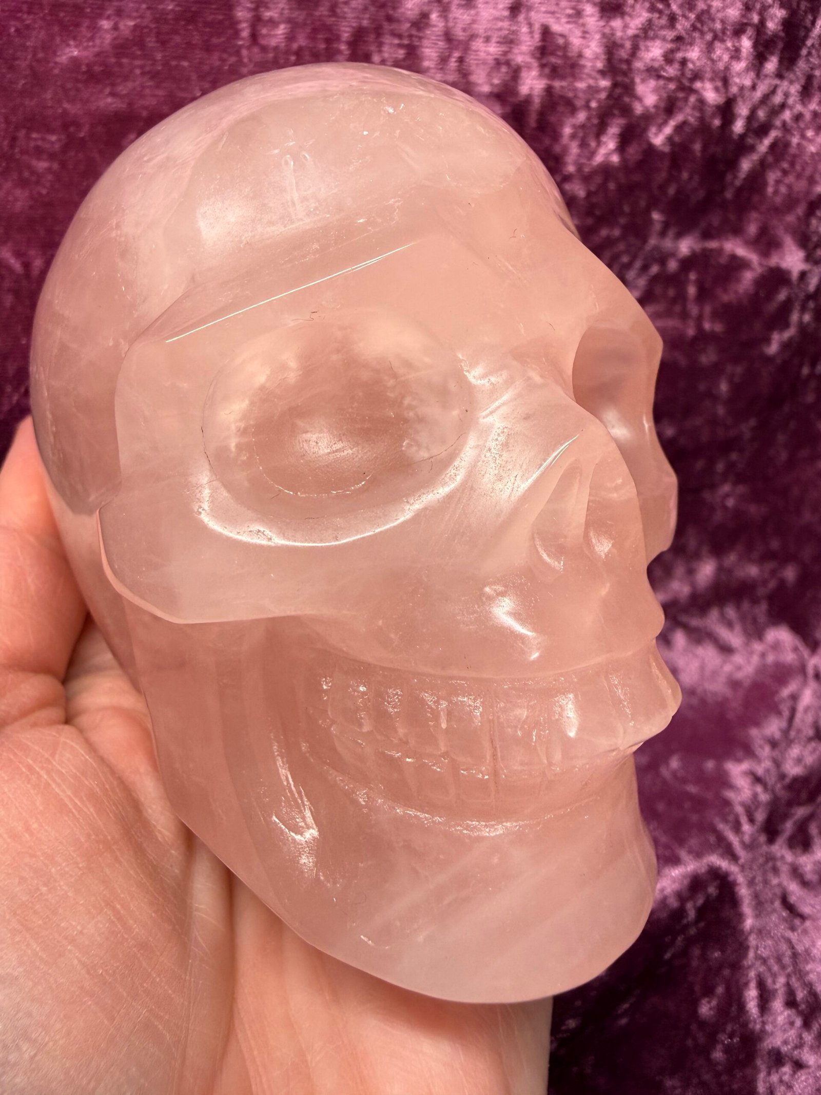 Rose Quartz Skull Carving - Image 9