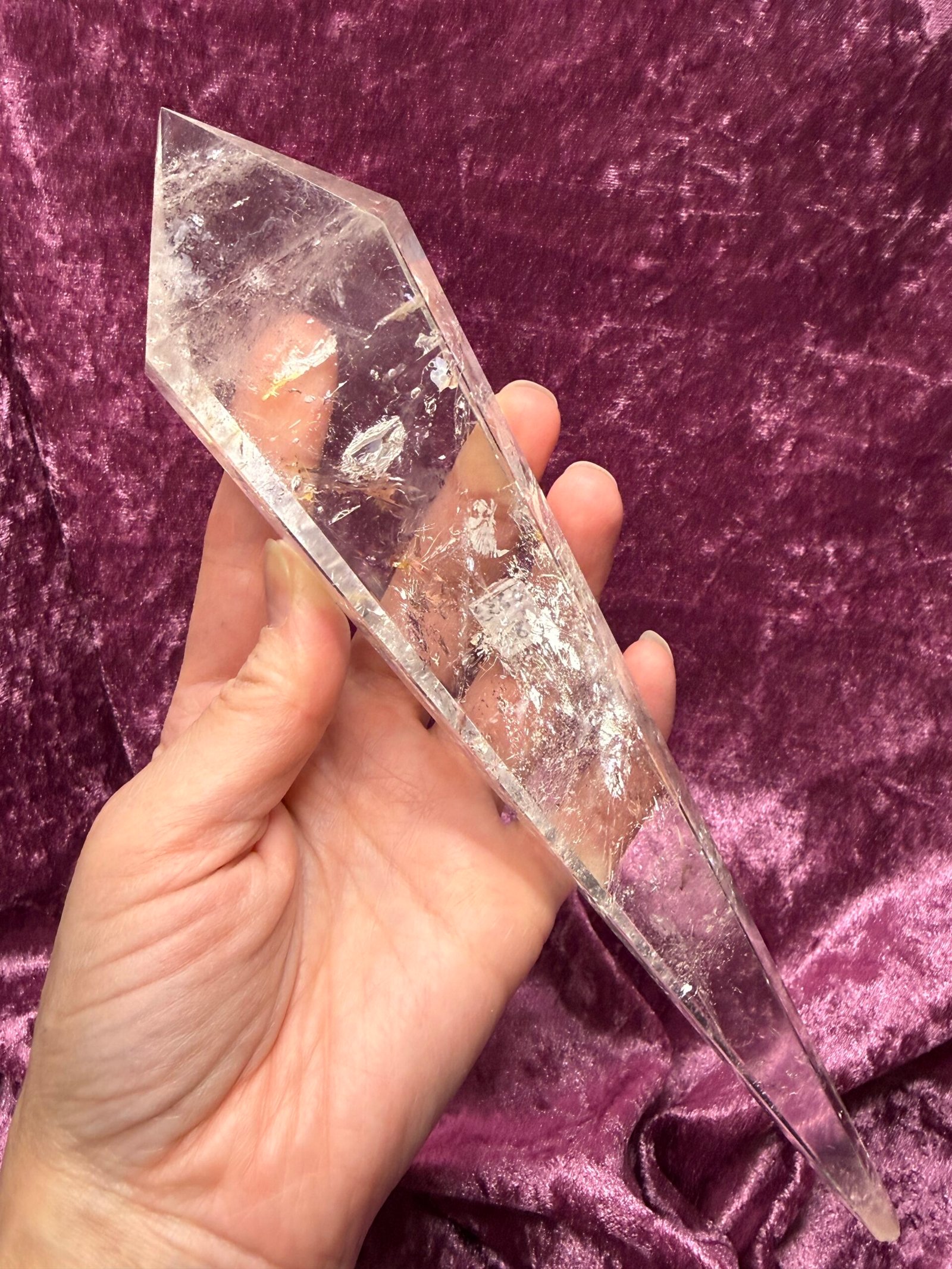Clear Quartz Sceptre on Stand
