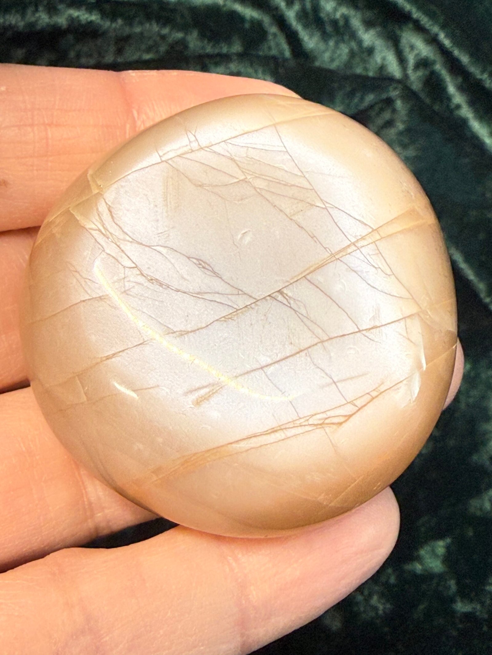 Peach Moonstone Palm Stone