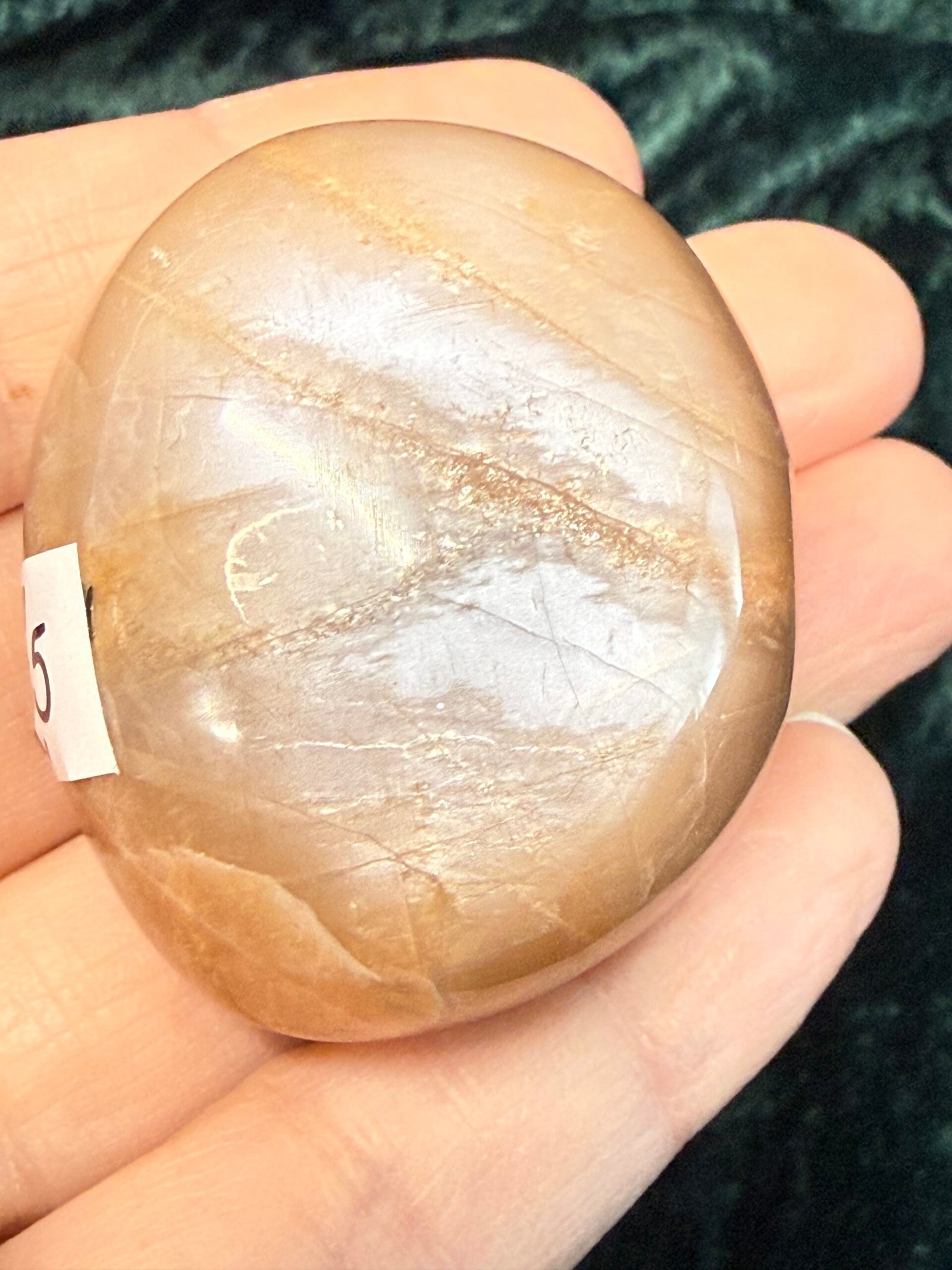 Peach Moonstone Palm Stone