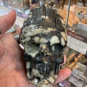 Chinese Writing Stone Skull Carving