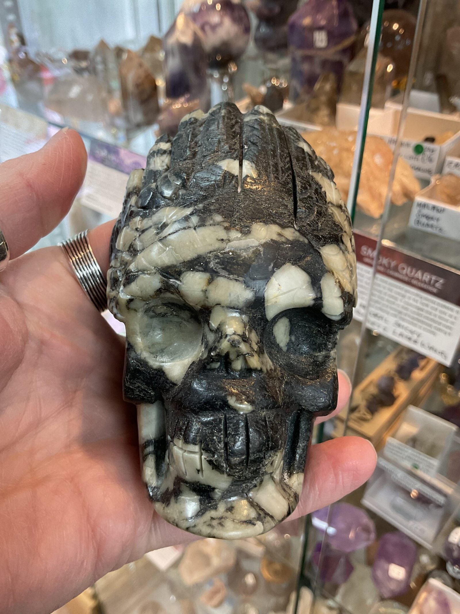 Chinese Writing Stone Skull Carving