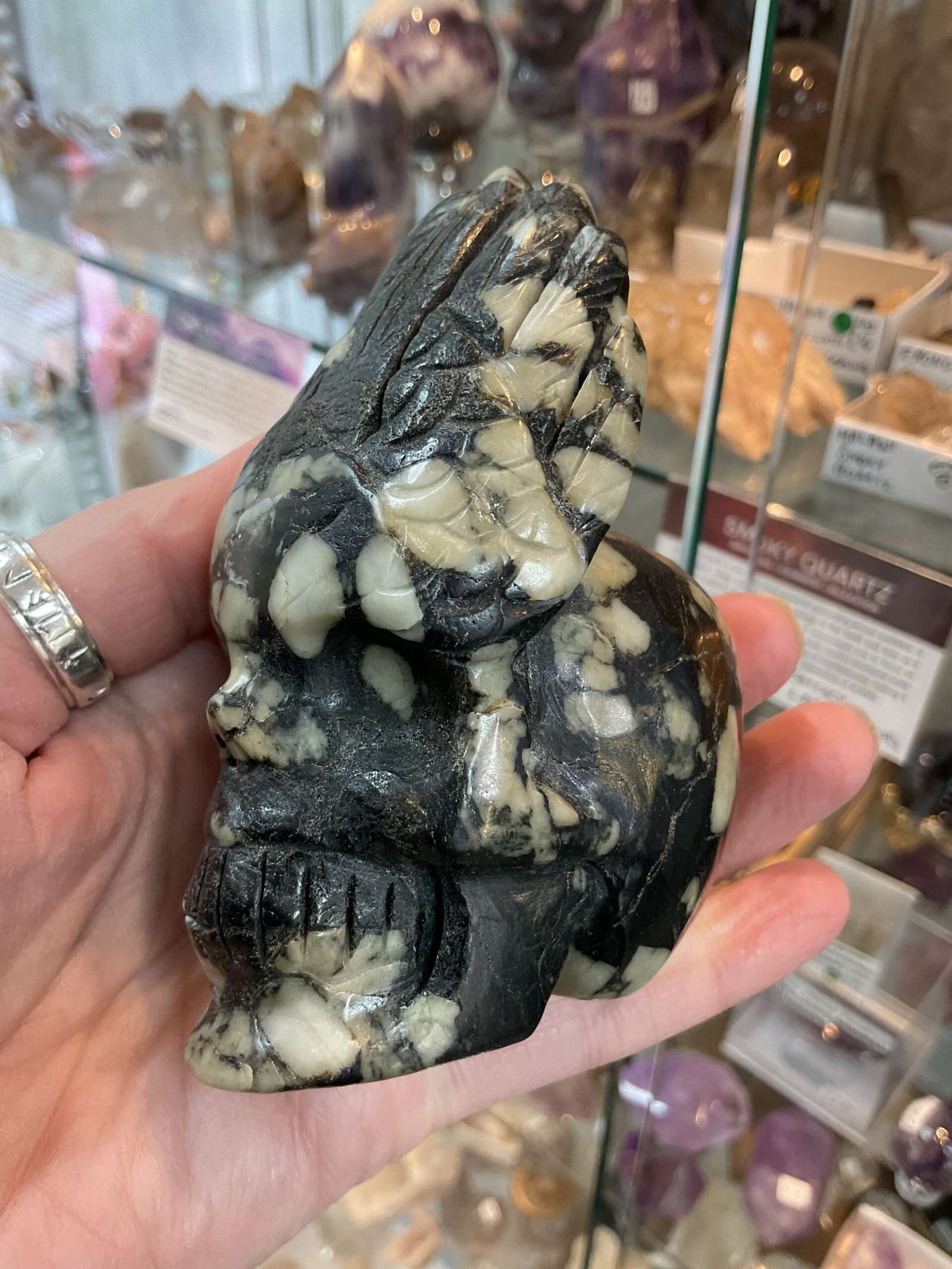 Chinese Writing Stone Skull Carving - Image 3
