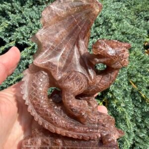 Copper Rutile Quartz Dragon Carving