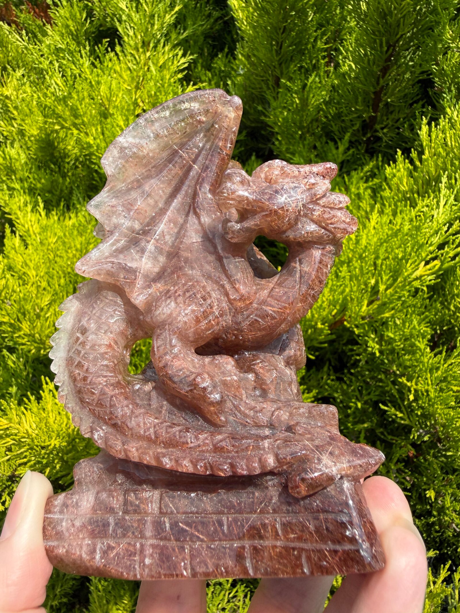 Copper Rutile Quartz Dragon Carving - Image 15