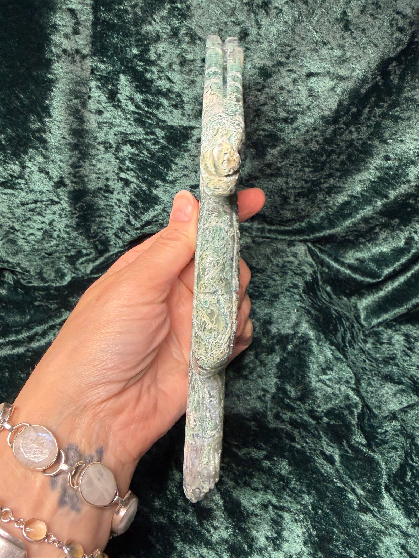 Moss Agate Dragon on Custom Stand - Image 7