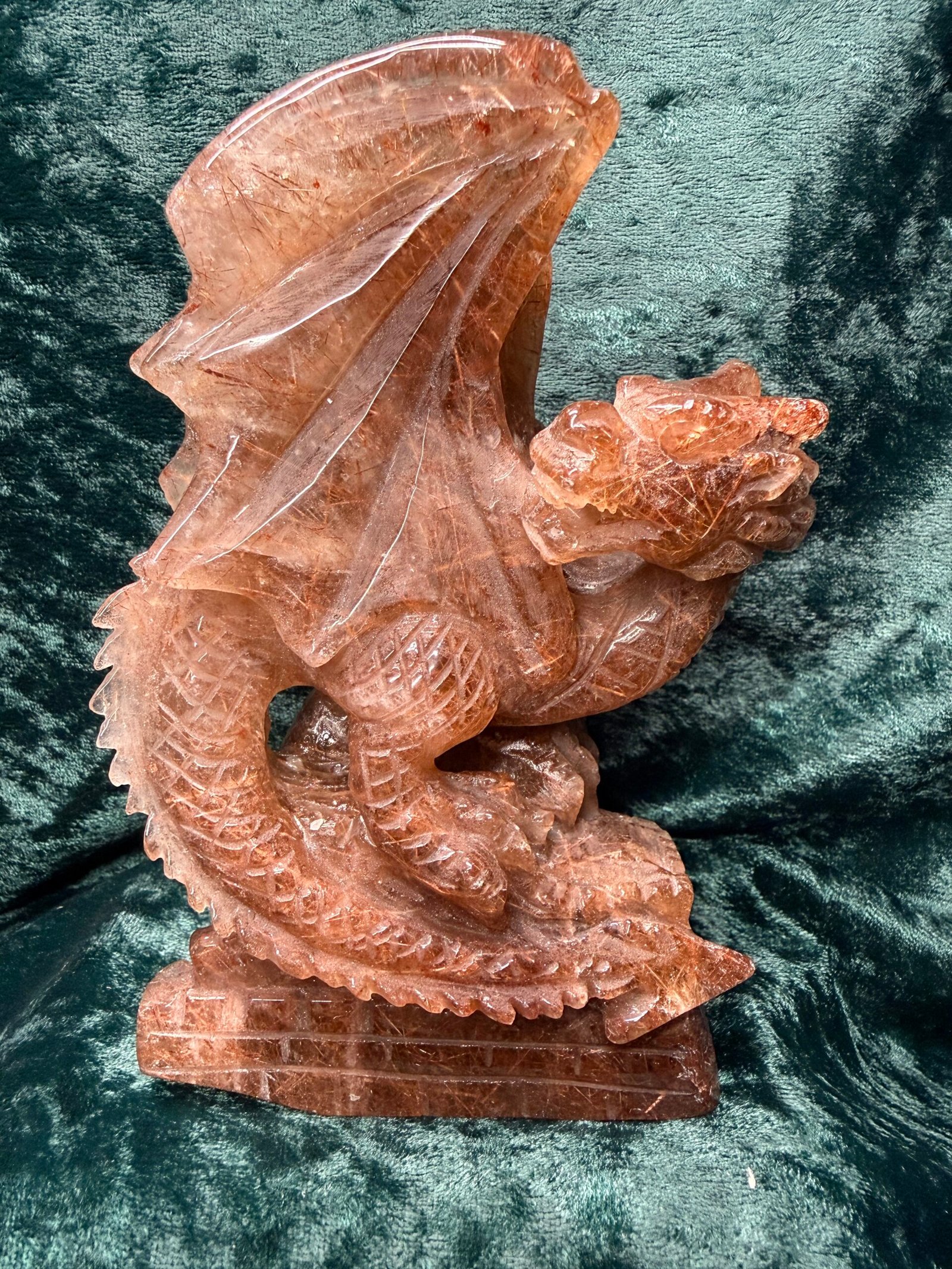 Copper Rutile Quartz Dragon Carving - Image 2