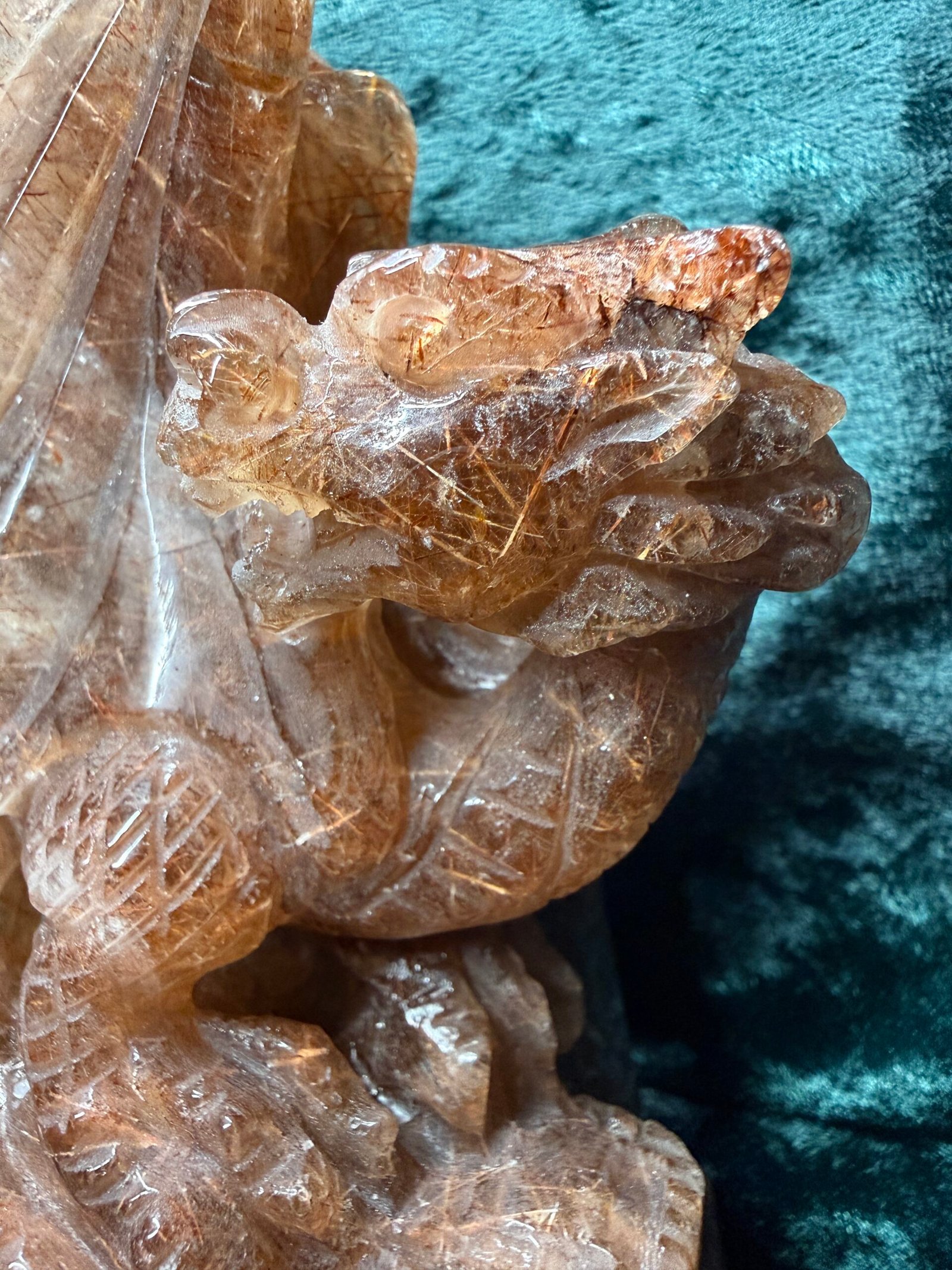 Copper Rutile Quartz Dragon Carving - Image 3