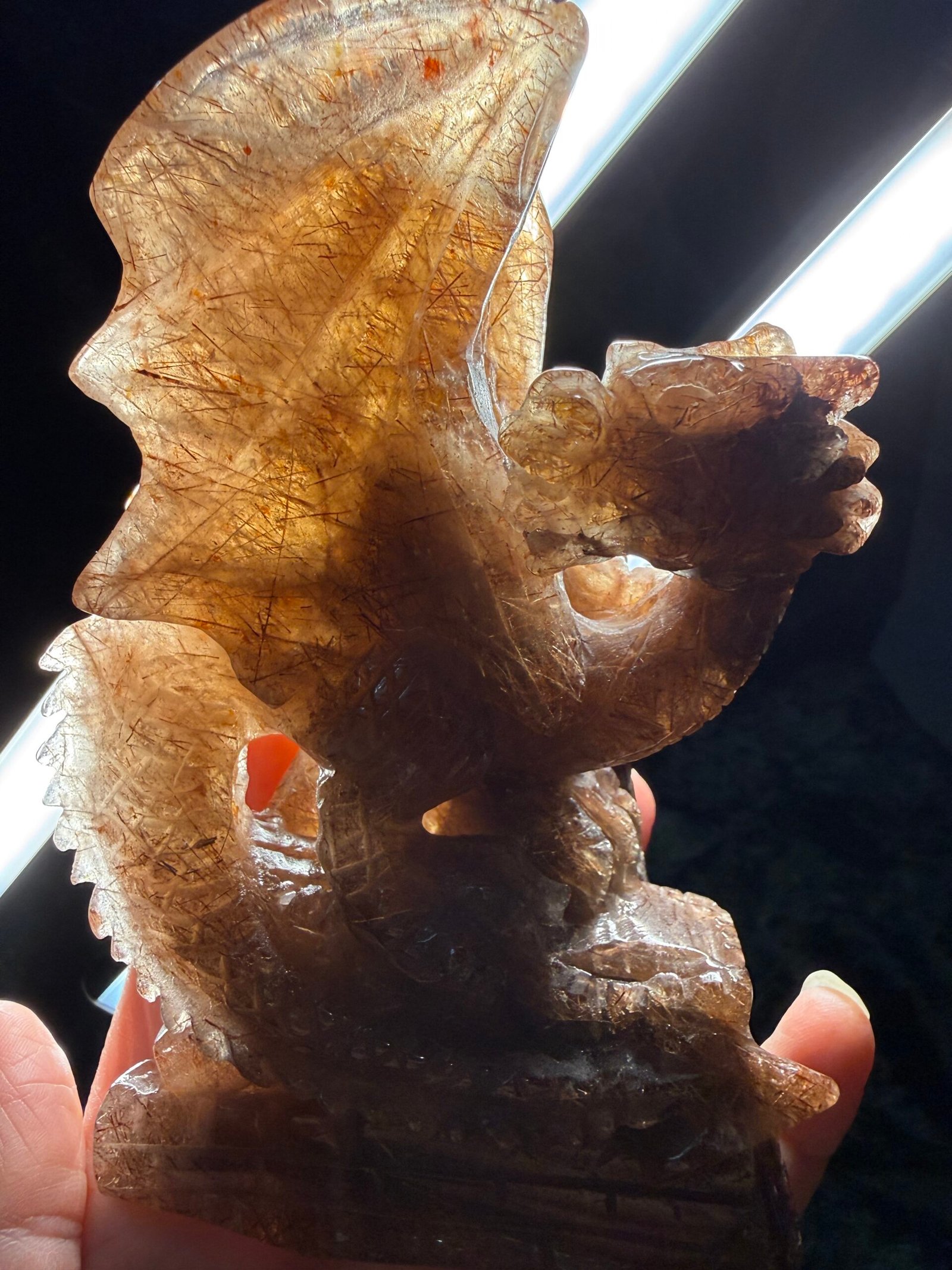 Copper Rutile Quartz Dragon Carving - Image 7