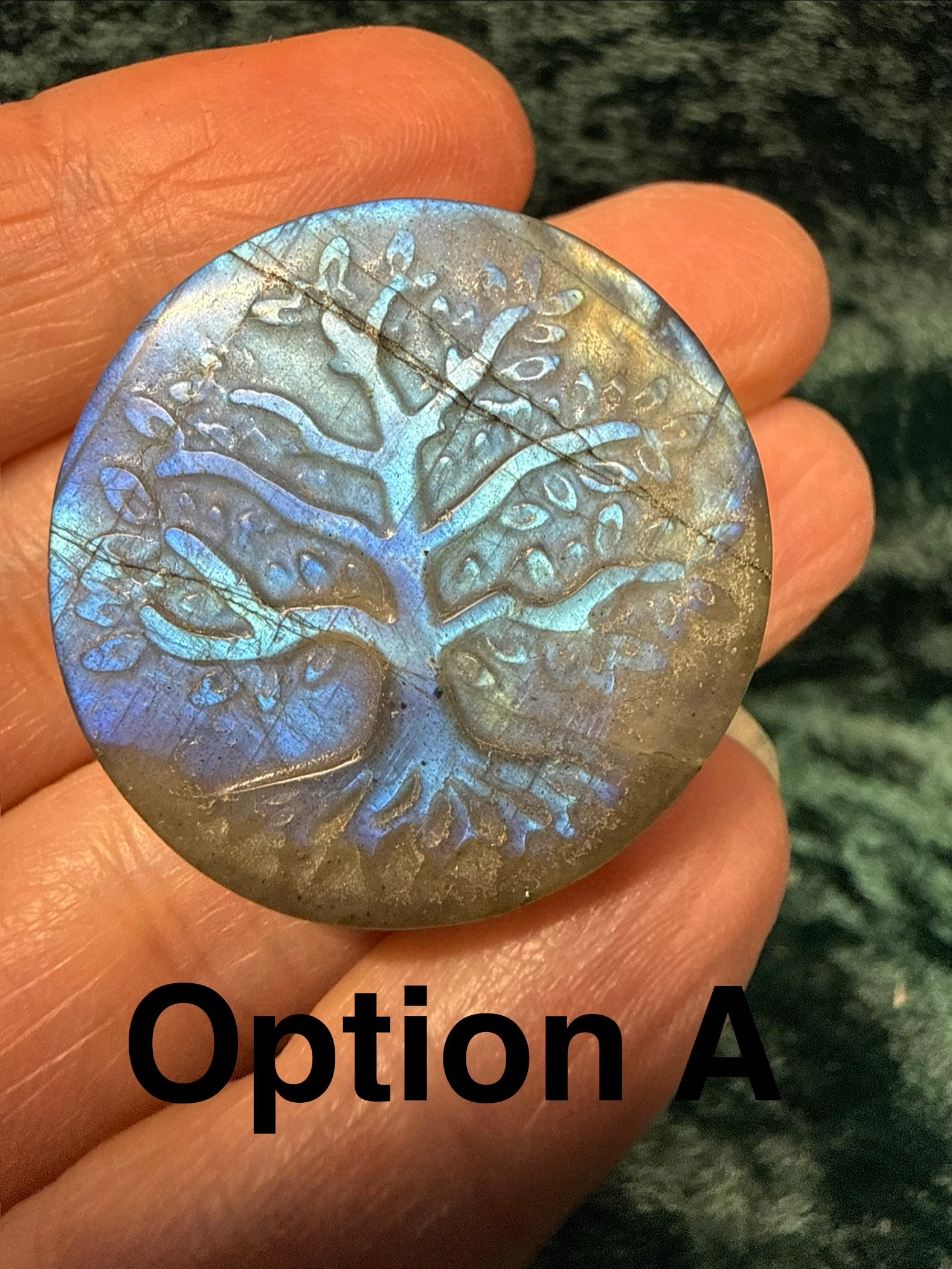 Labradorite Tree of Life Disc Carving - Image 2