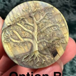 Labradorite Tree of Life Disc Carving