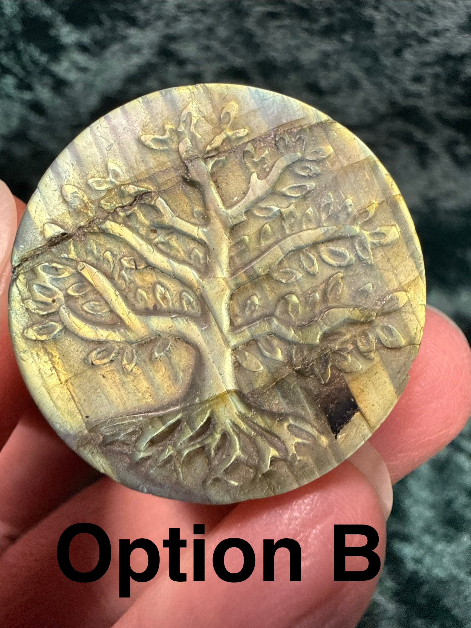 Labradorite Tree of Life Disc Carving
