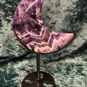 Chevron Amethyst Moon on Custom Stand