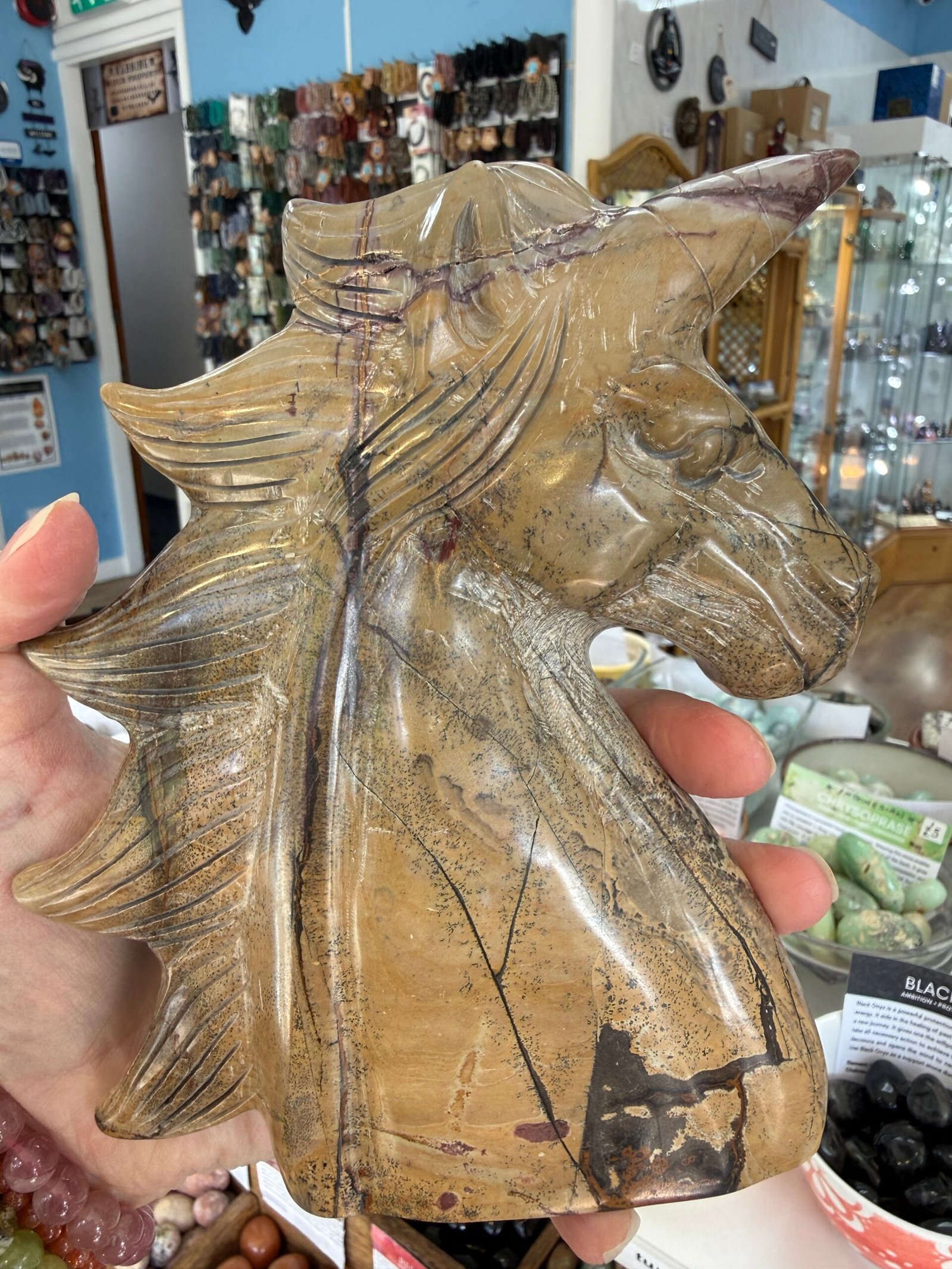 Picture Jasper Unicorn Head Carving - Image 2