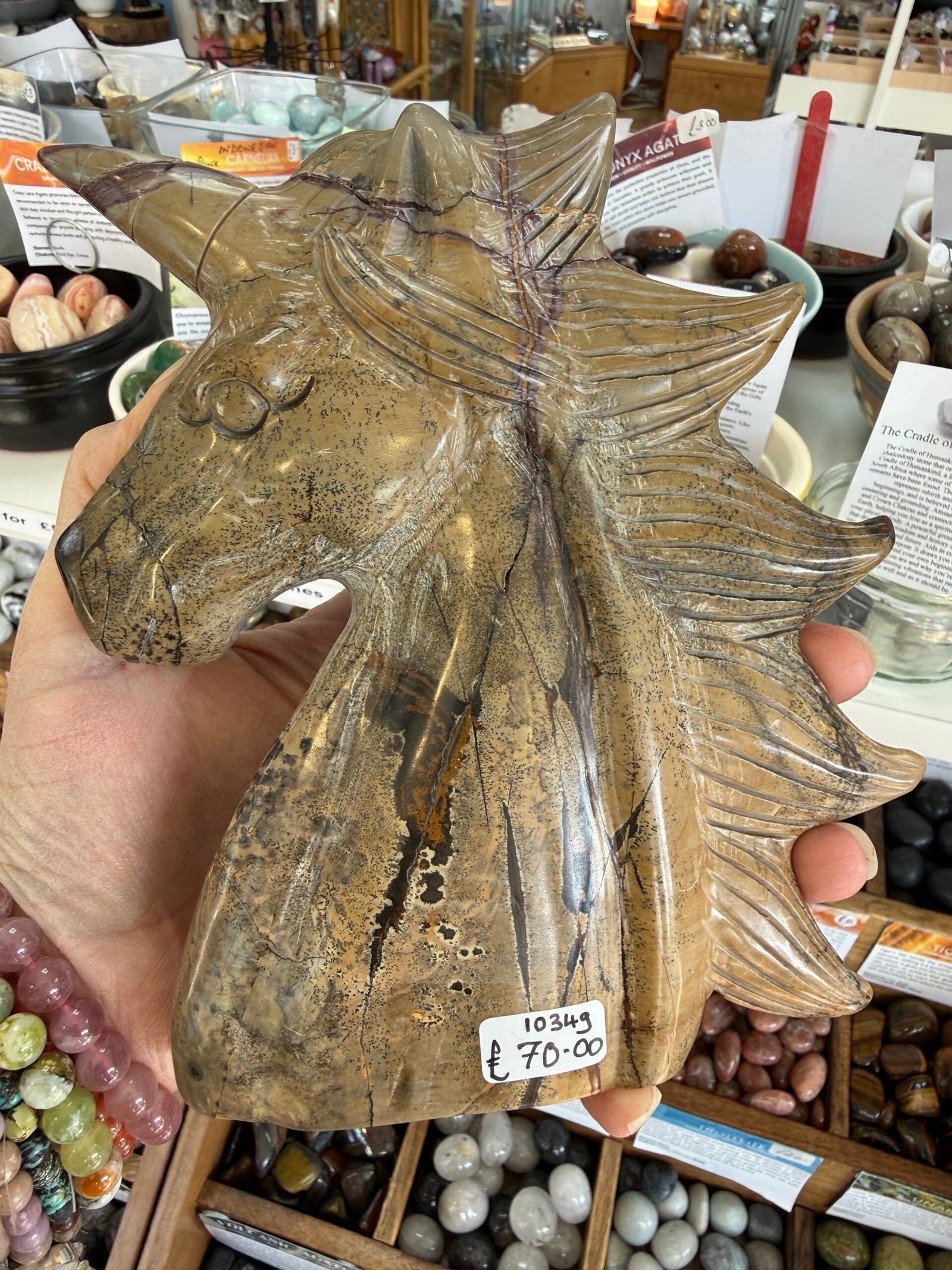 Picture Jasper Unicorn Head Carving - Image 4