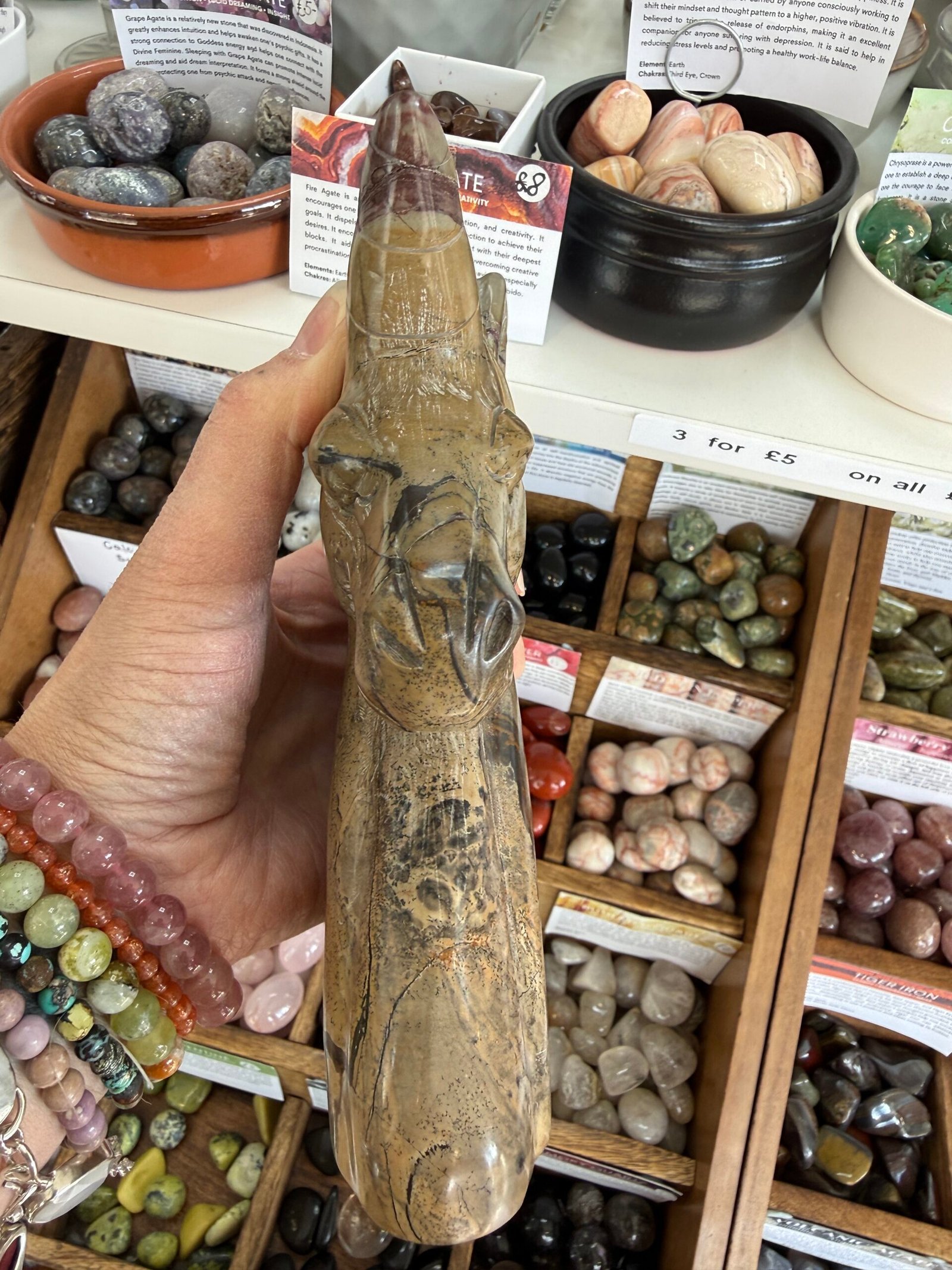 Picture Jasper Unicorn Head Carving - Image 5