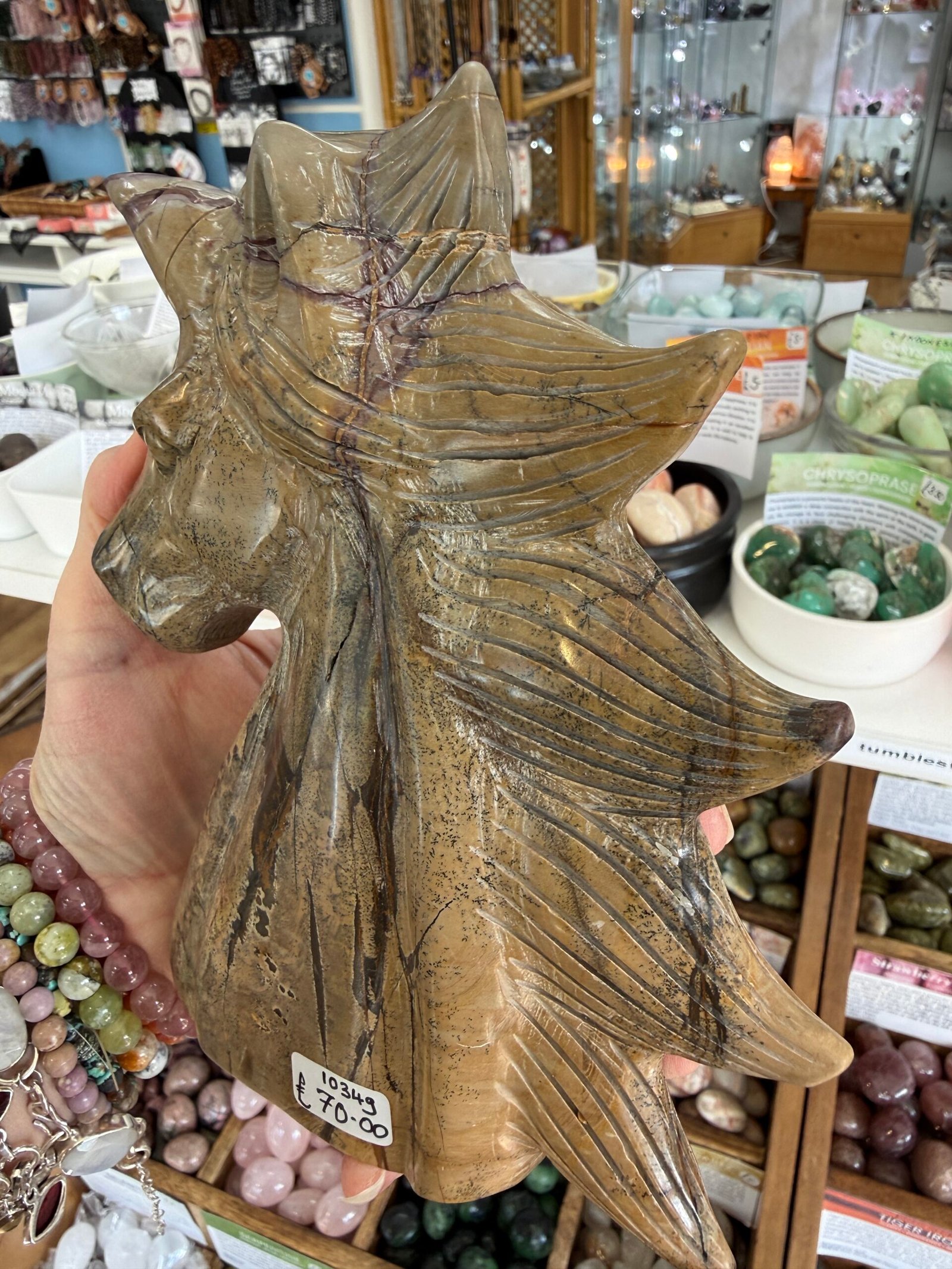Picture Jasper Unicorn Head Carving - Image 6