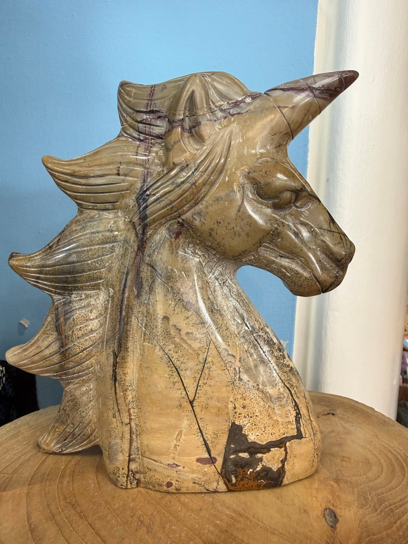 Picture Jasper Unicorn Head Carving