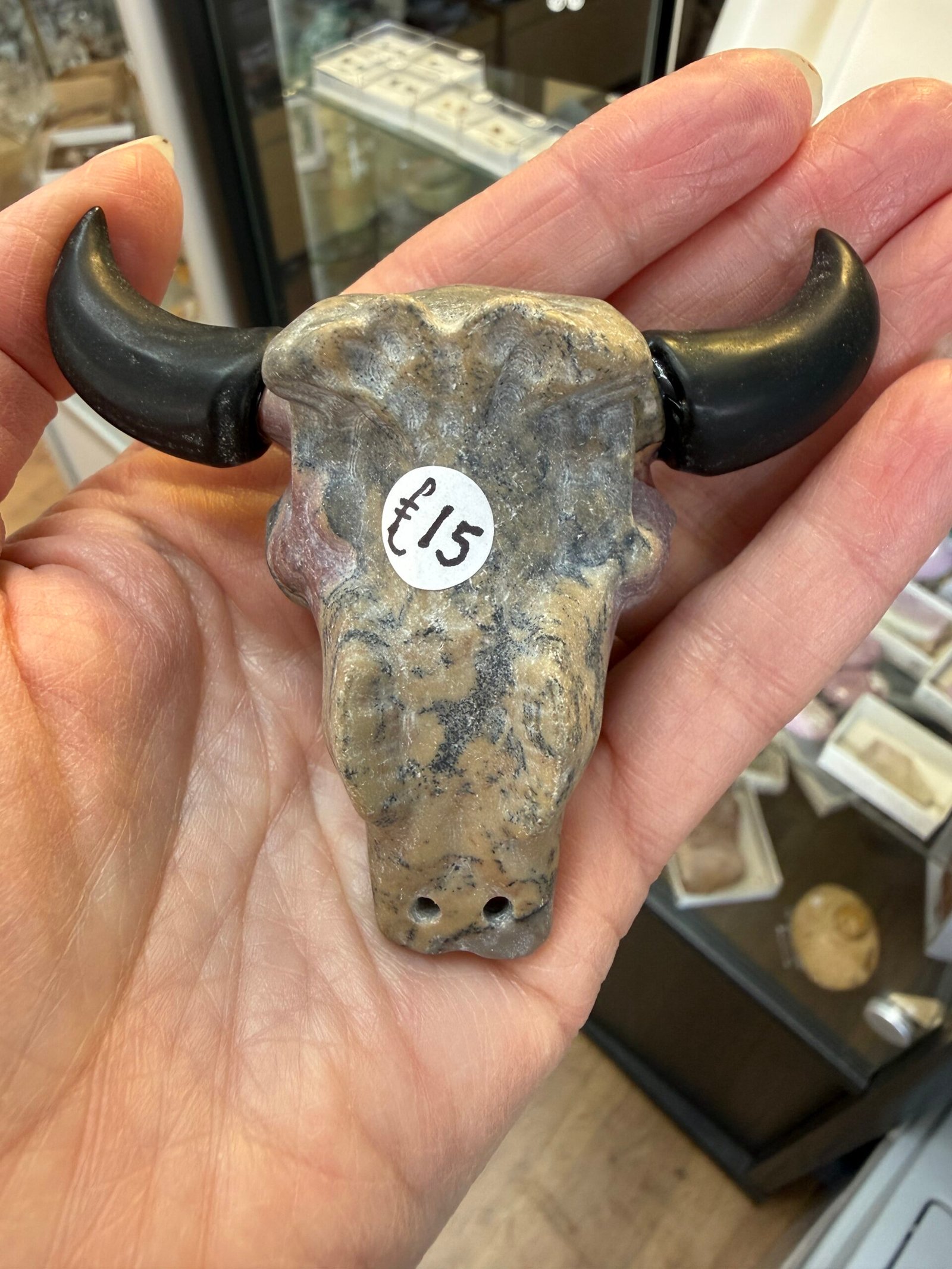 Picture Jasper Steer Skull Carving - Image 6
