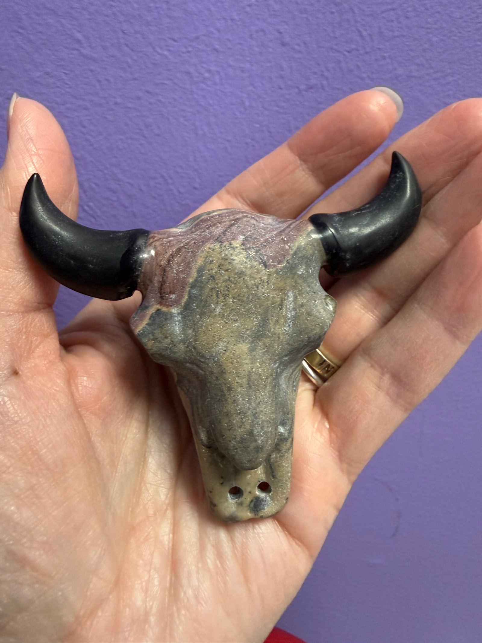 Picture Jasper Steer Skull Carving - Image 3
