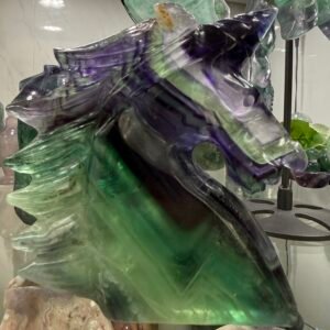 Rainbow Fluorite Unicorn Head Carving