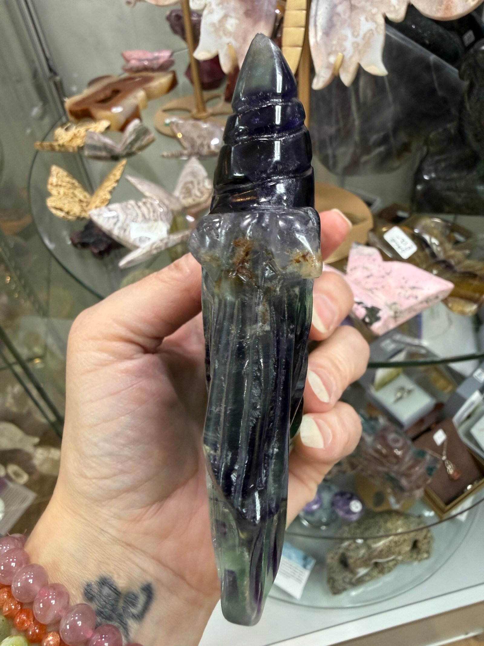 Rainbow Fluorite Unicorn Head Carving - Image 6