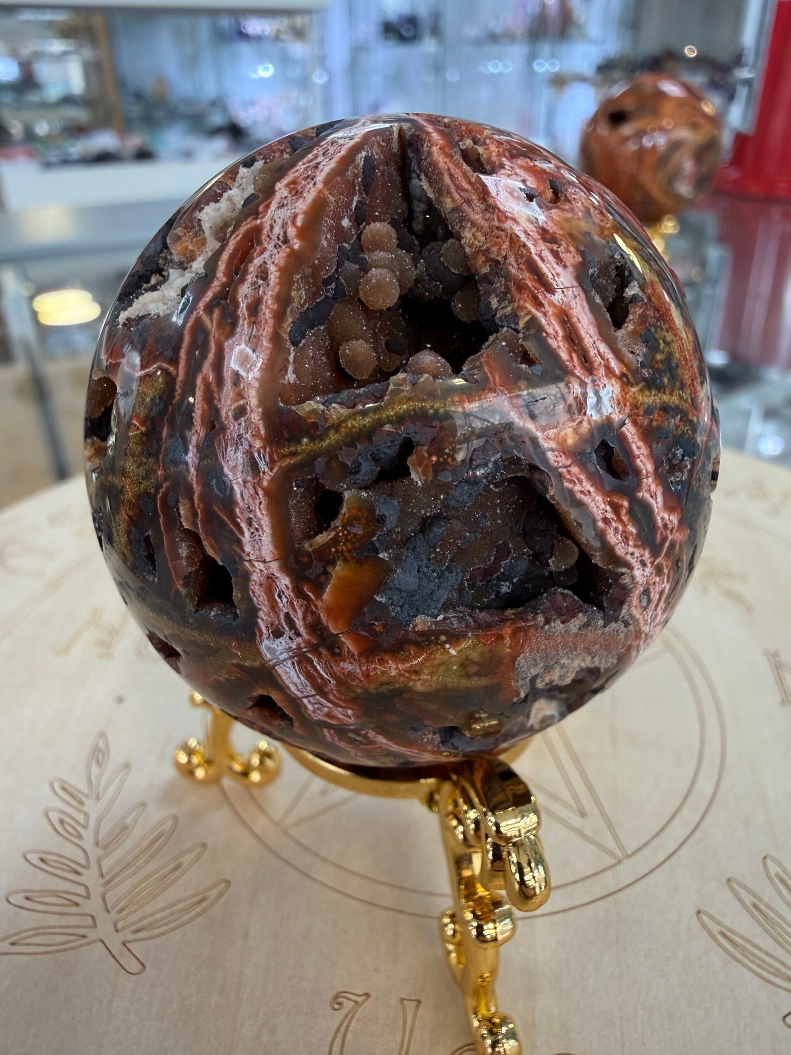 Orbicular Ocean Jasper Sphere - Image 3