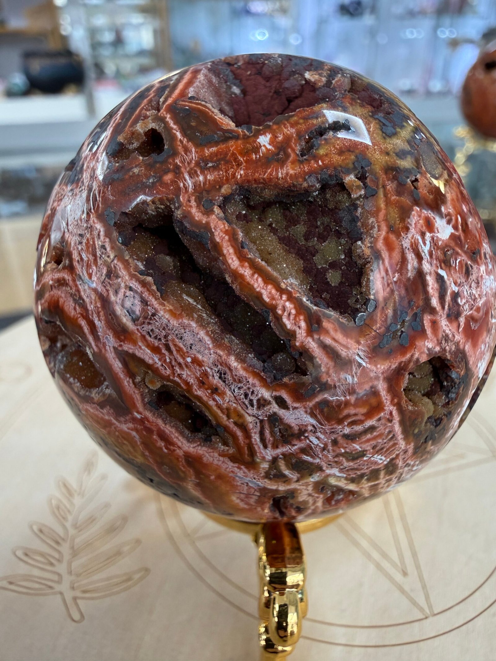 Orbicular Ocean Jasper Sphere - Image 4