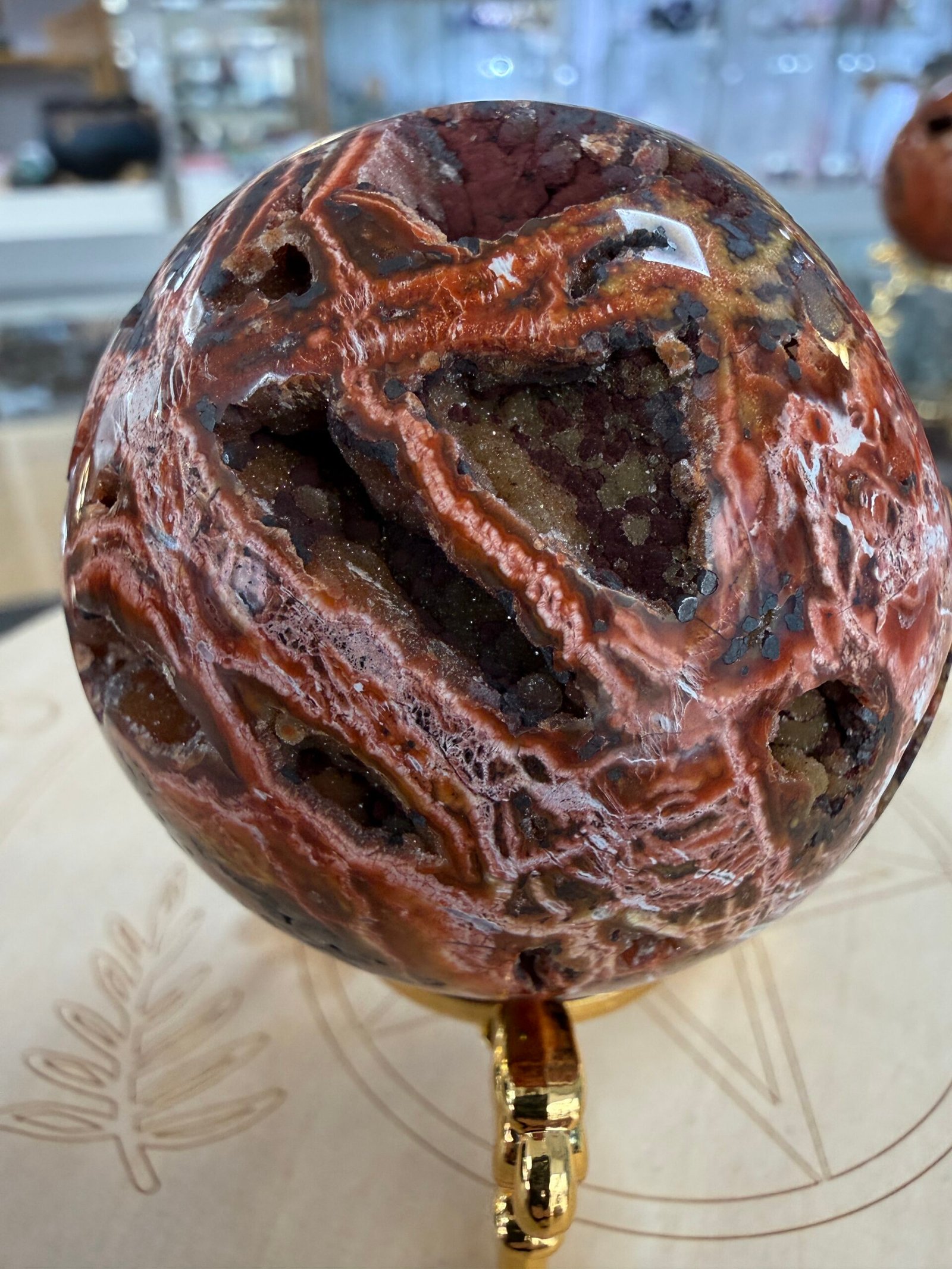Orbicular Ocean Jasper Sphere - Image 5