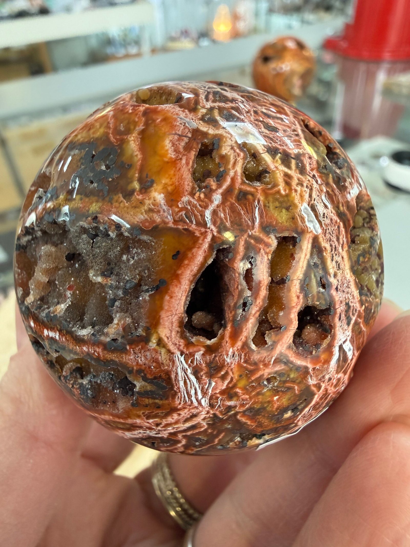 Orbicular Ocean Jasper Sphere - Image 13